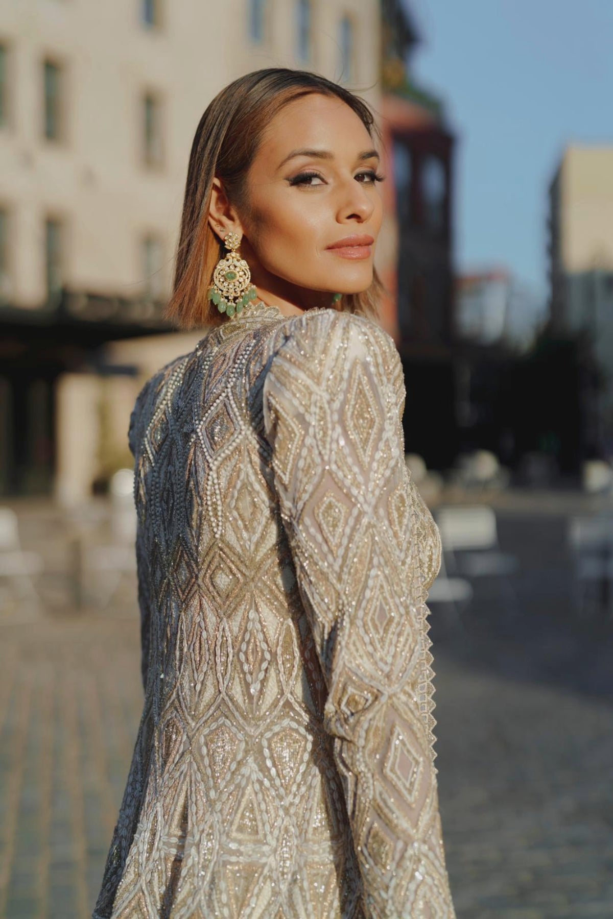 Gold Green Beads - EARRINGS