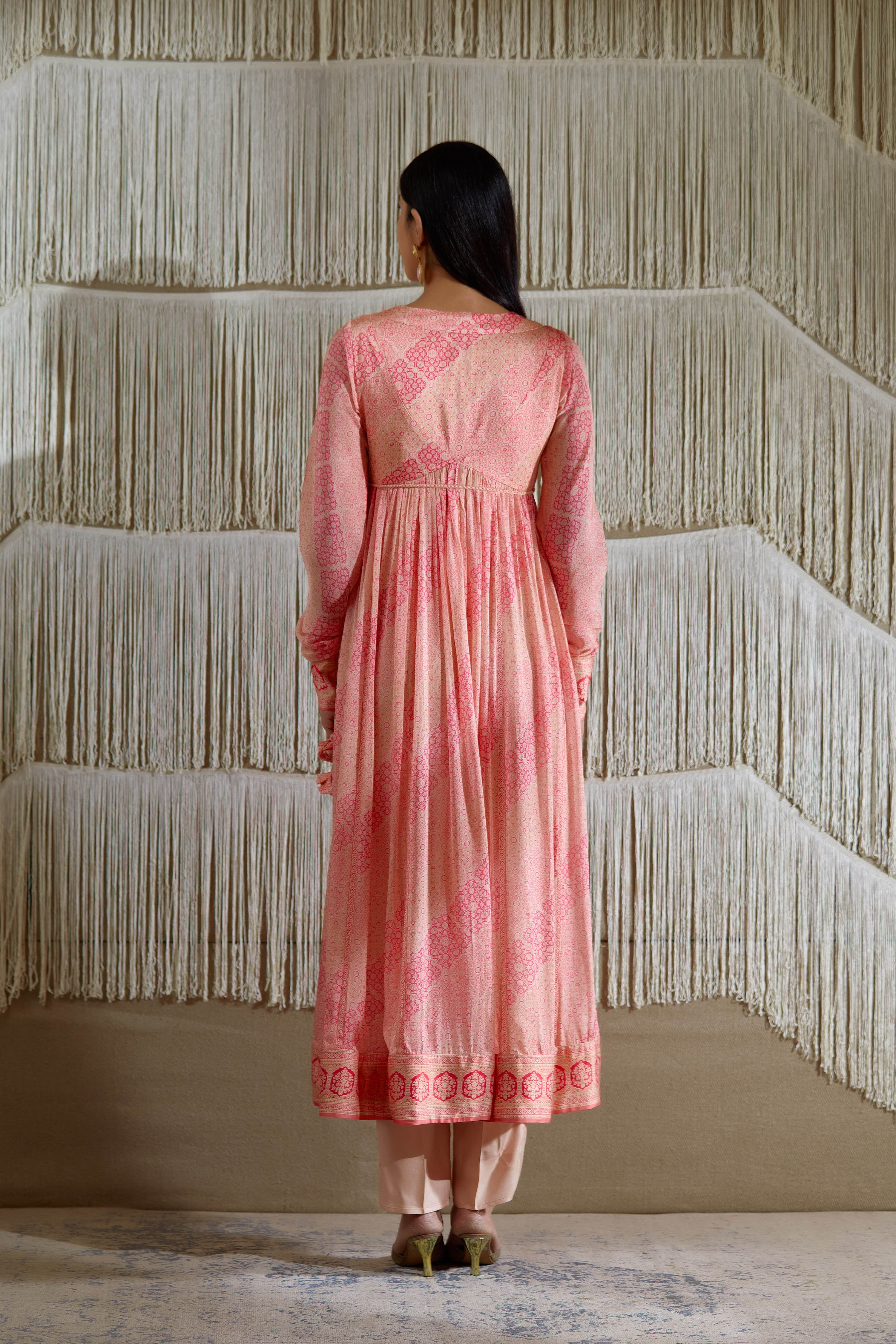 Coral Pink Angrakha set