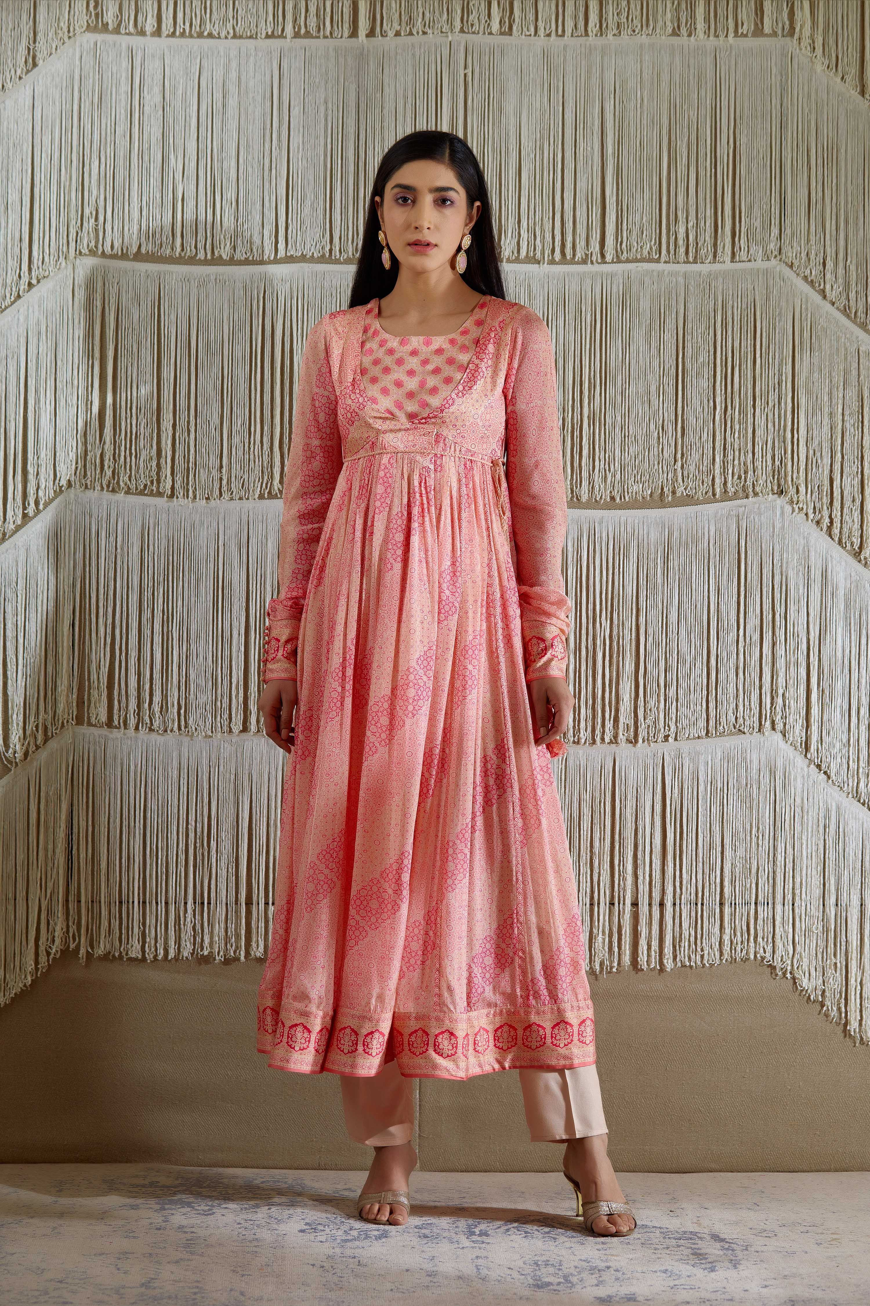 Coral Pink Angrakha set