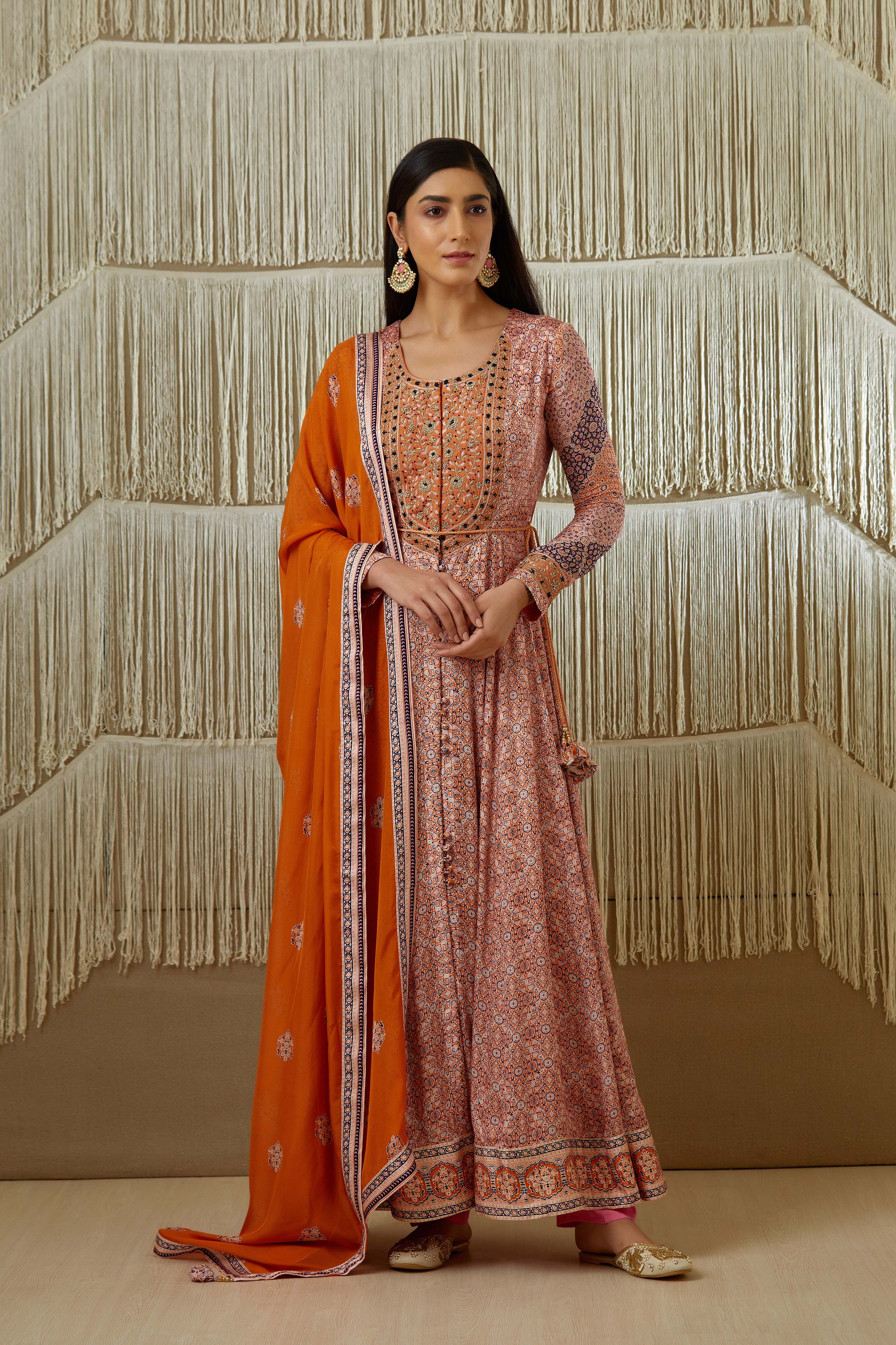 Pink Rust Anarkali set