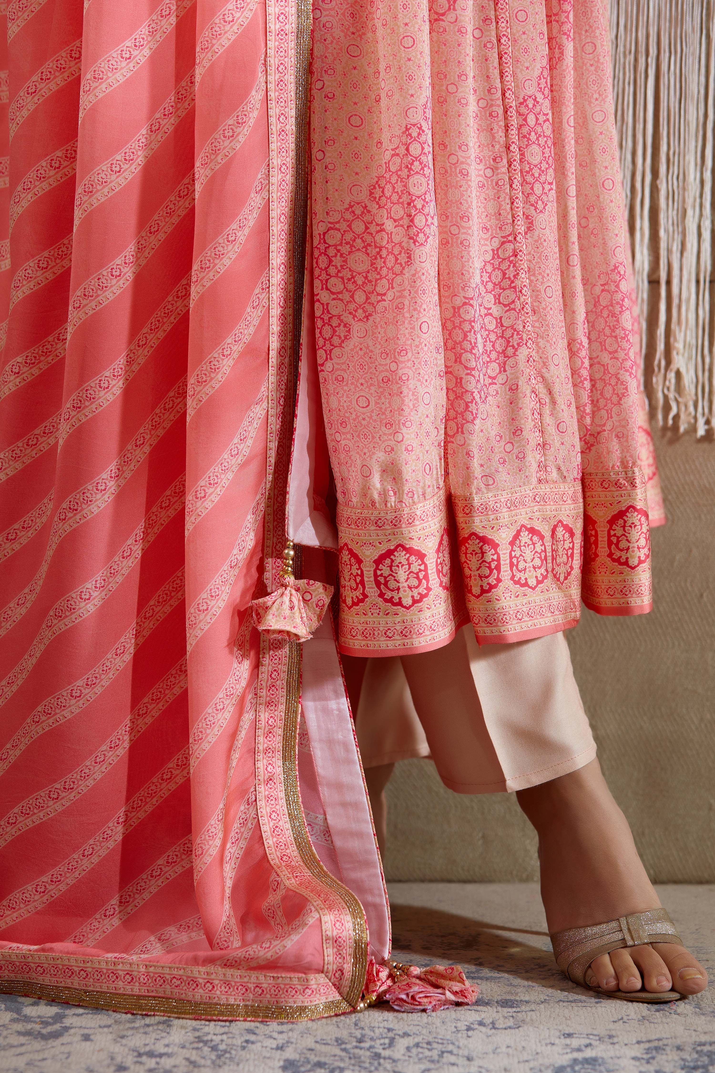 Coral Pink Angrakha set