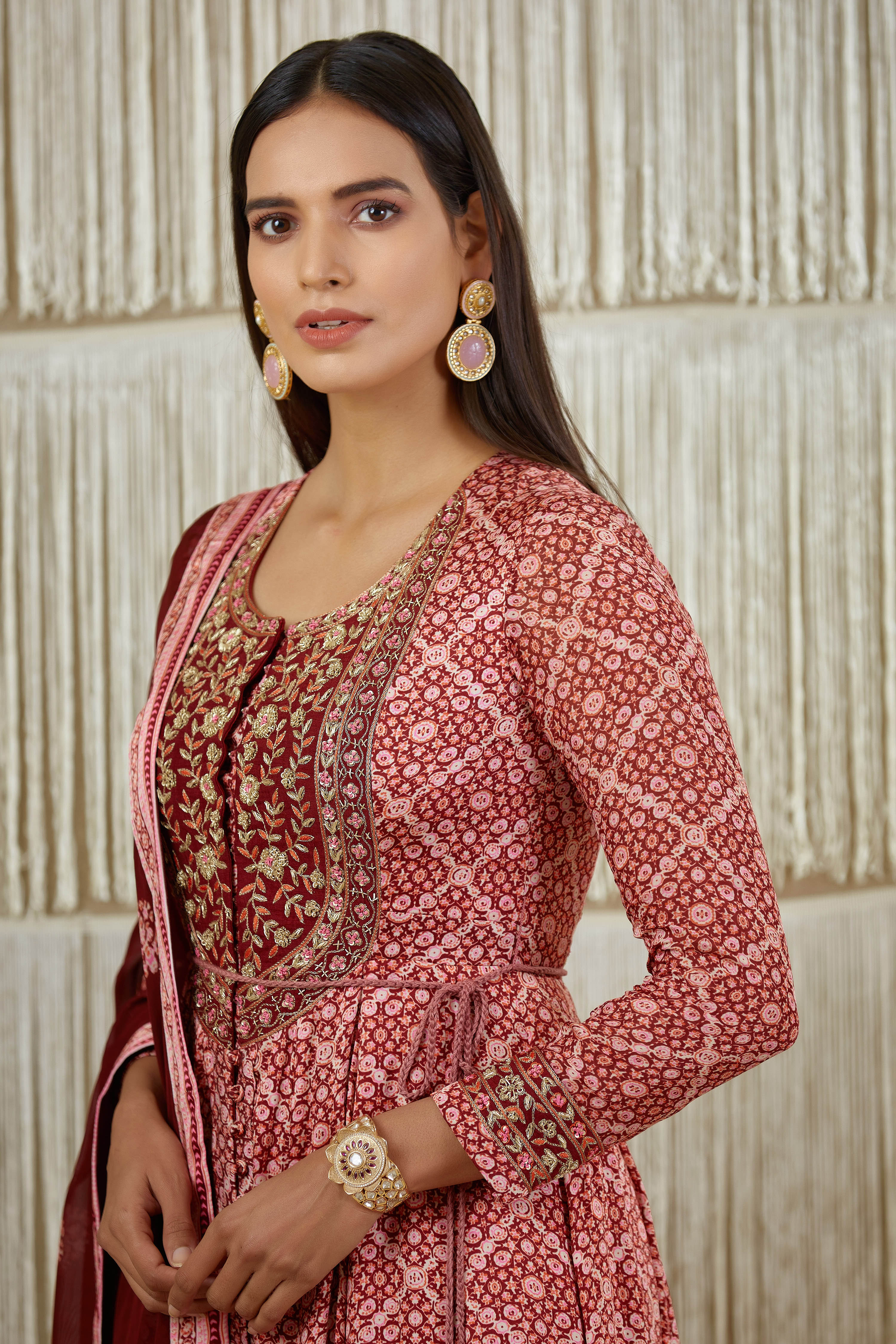 Dark Maroon Anarkali set