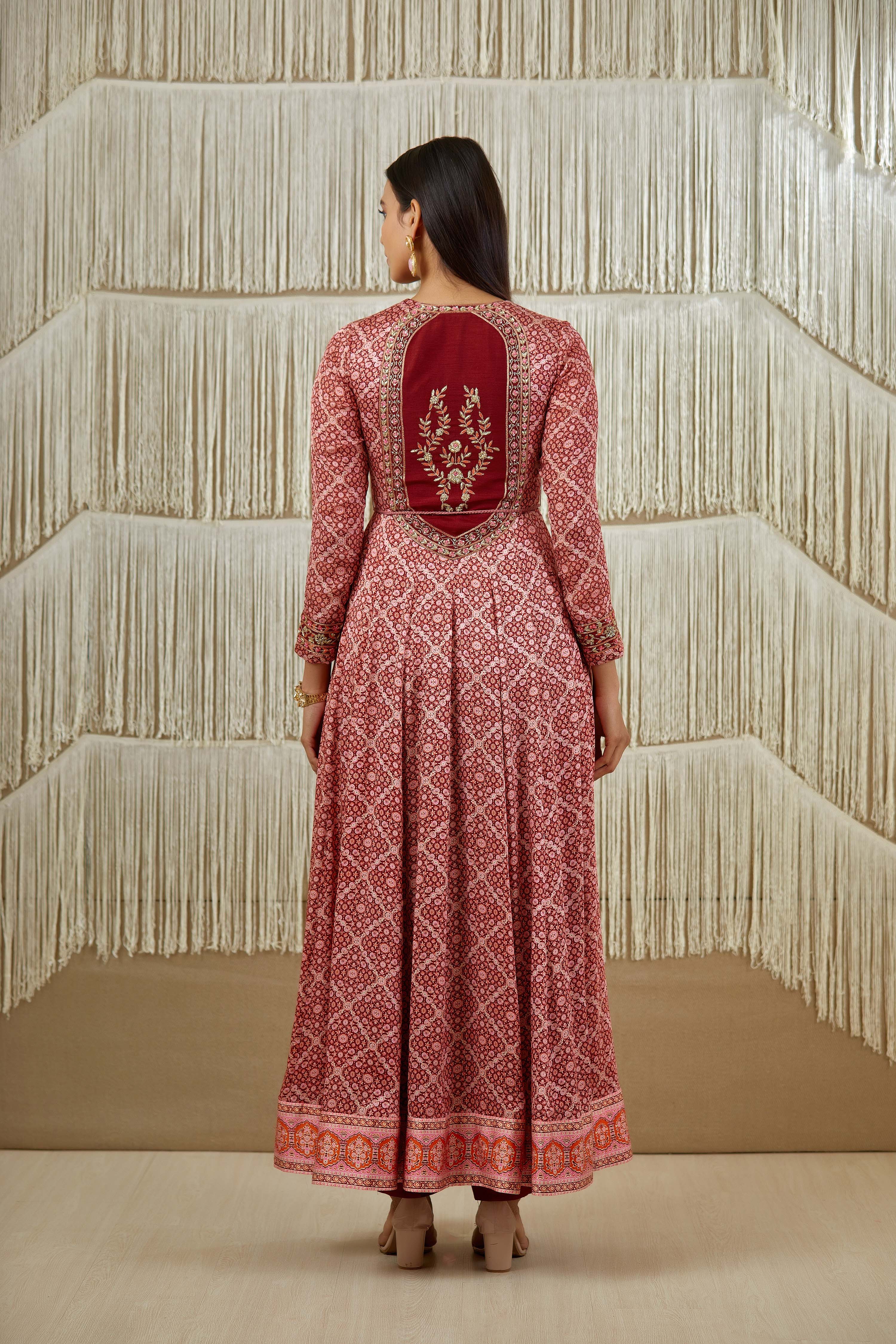 Dark Maroon Anarkali set