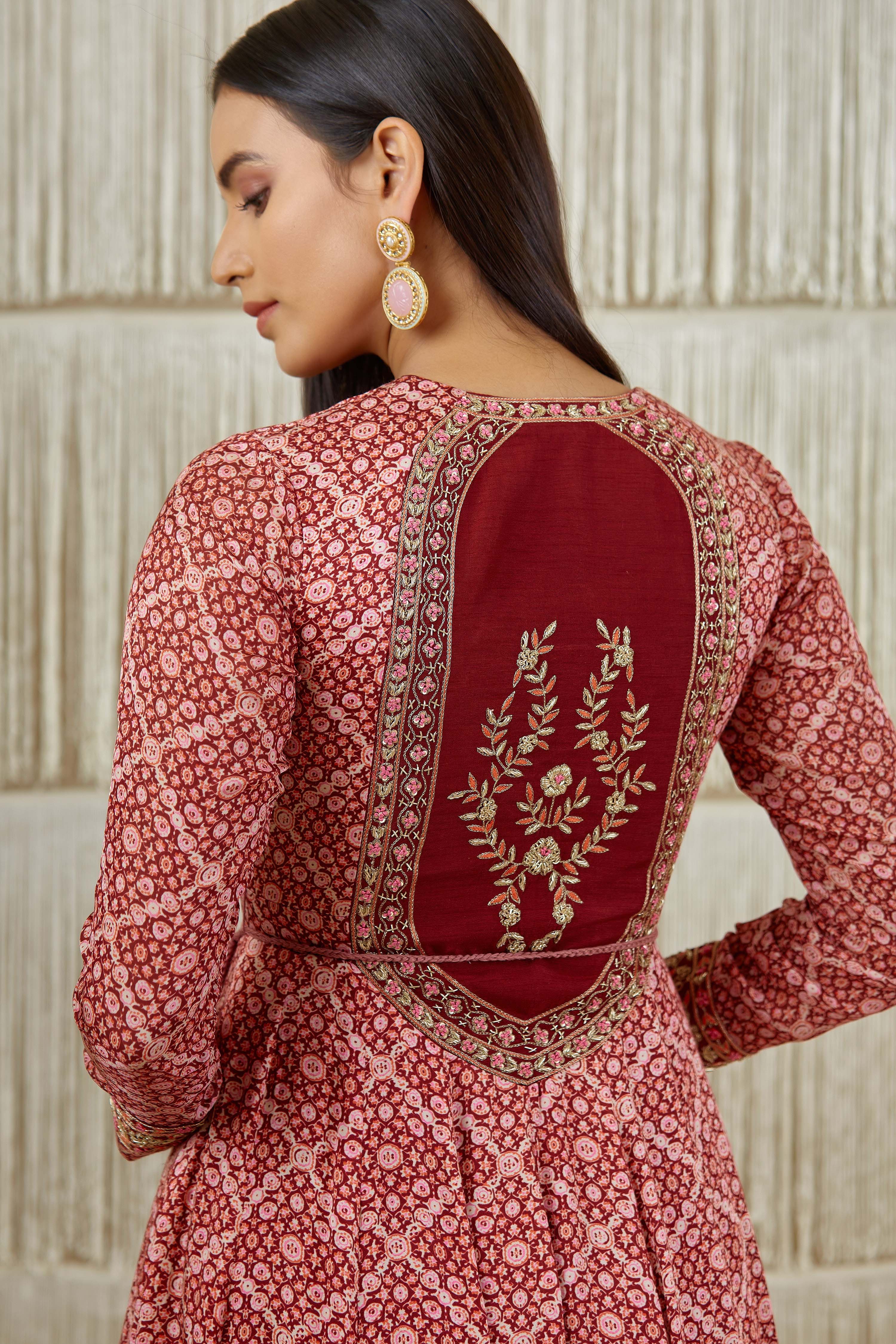 Dark Maroon Anarkali set