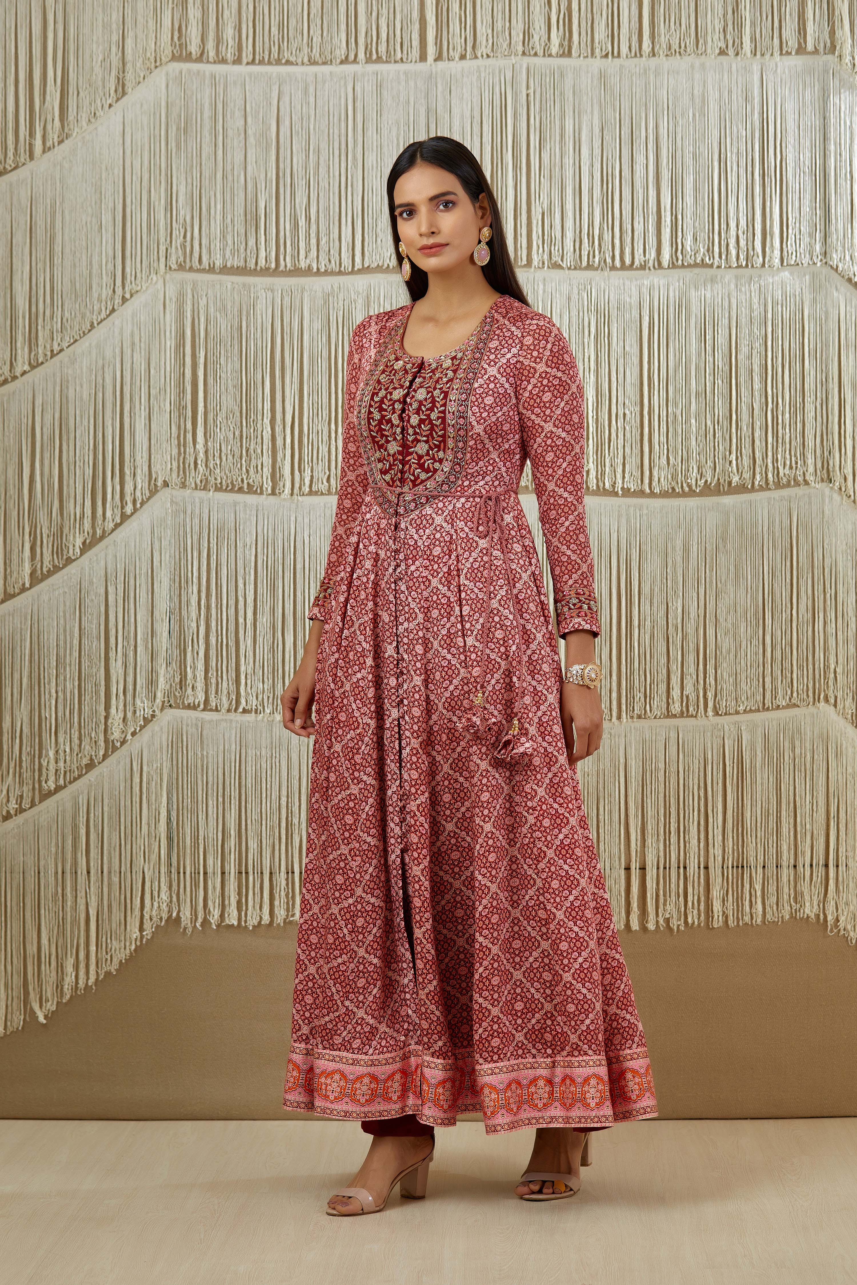 Dark Maroon Anarkali set