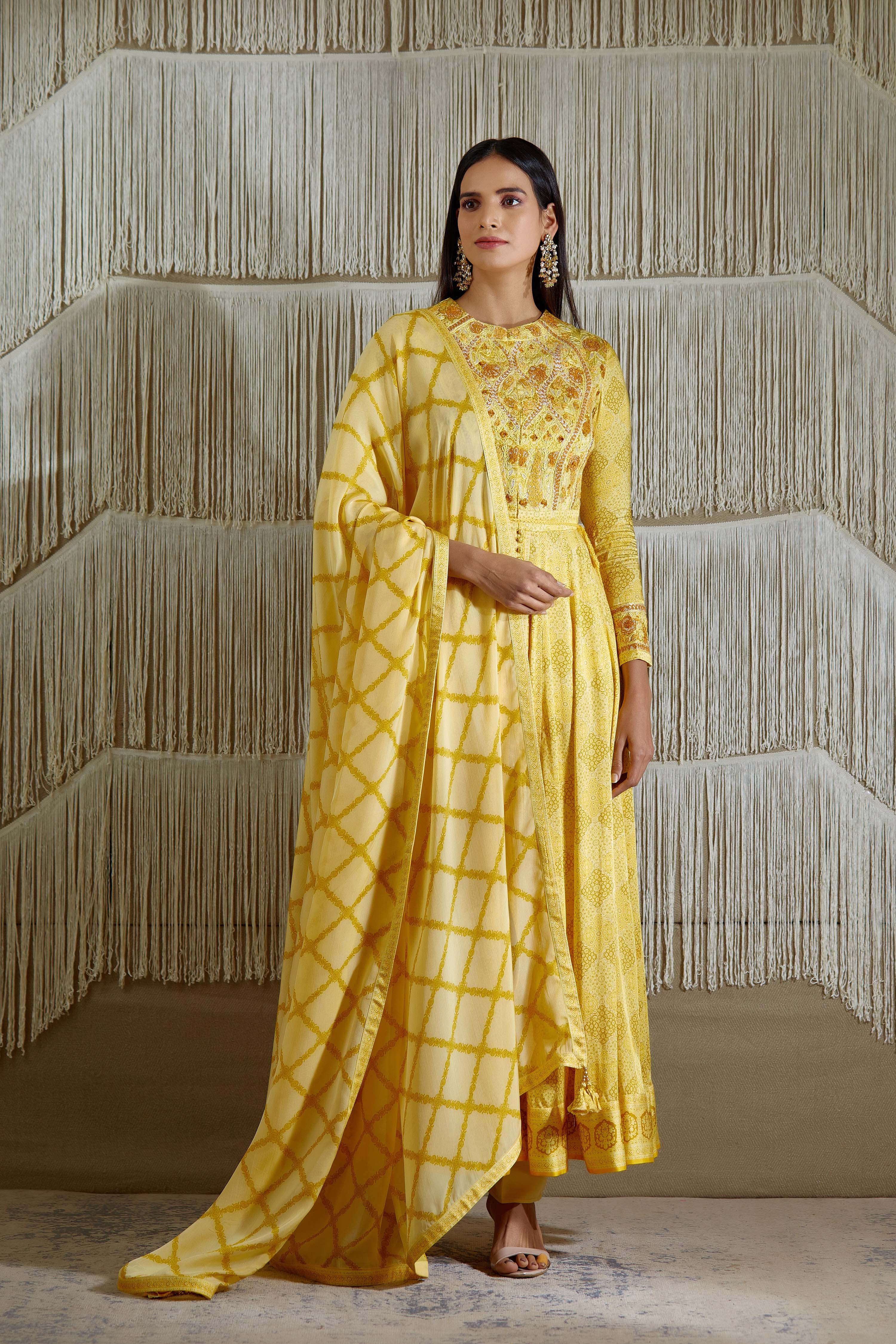 Yellow Anarkali set