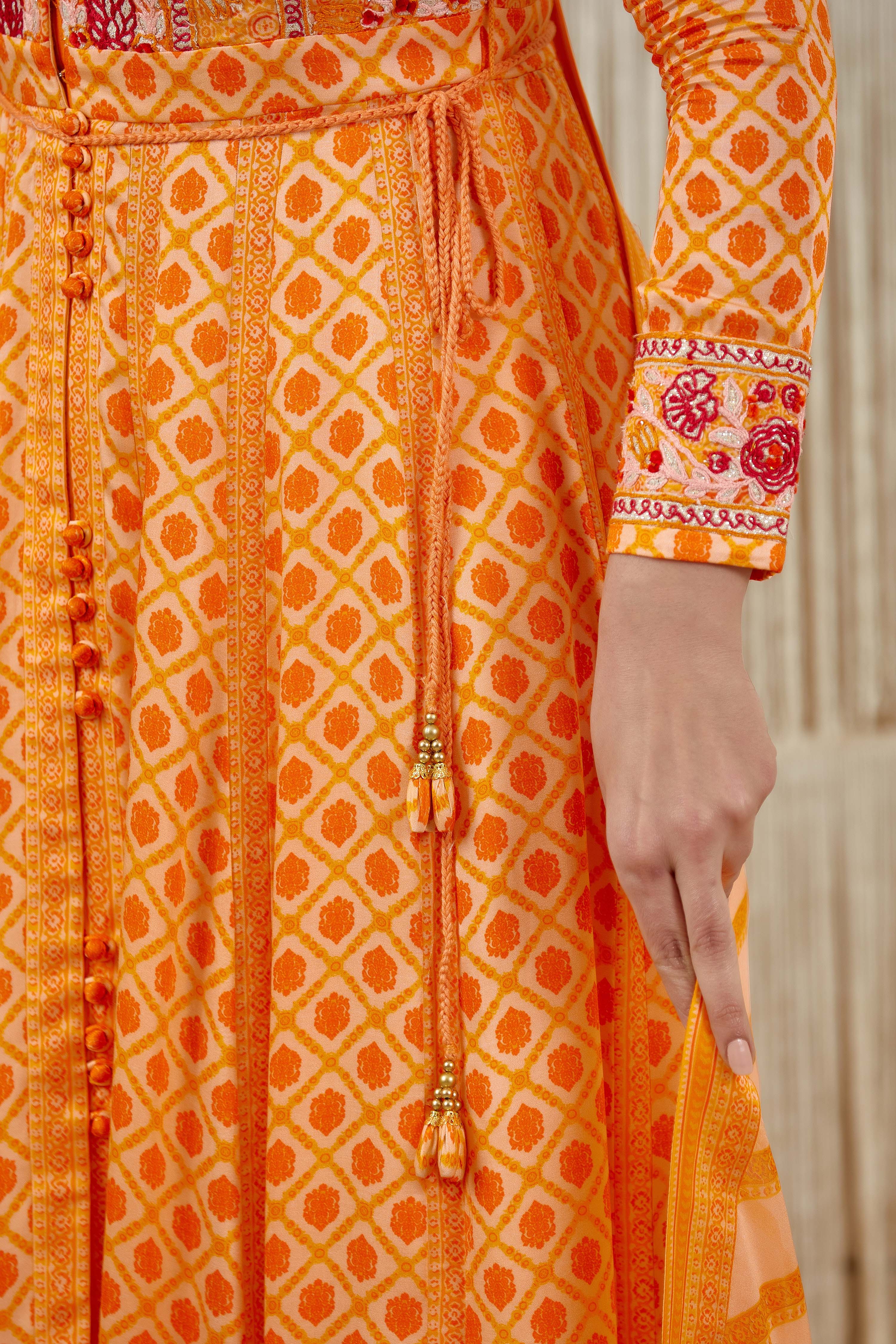 Bright Orange Anarkali set