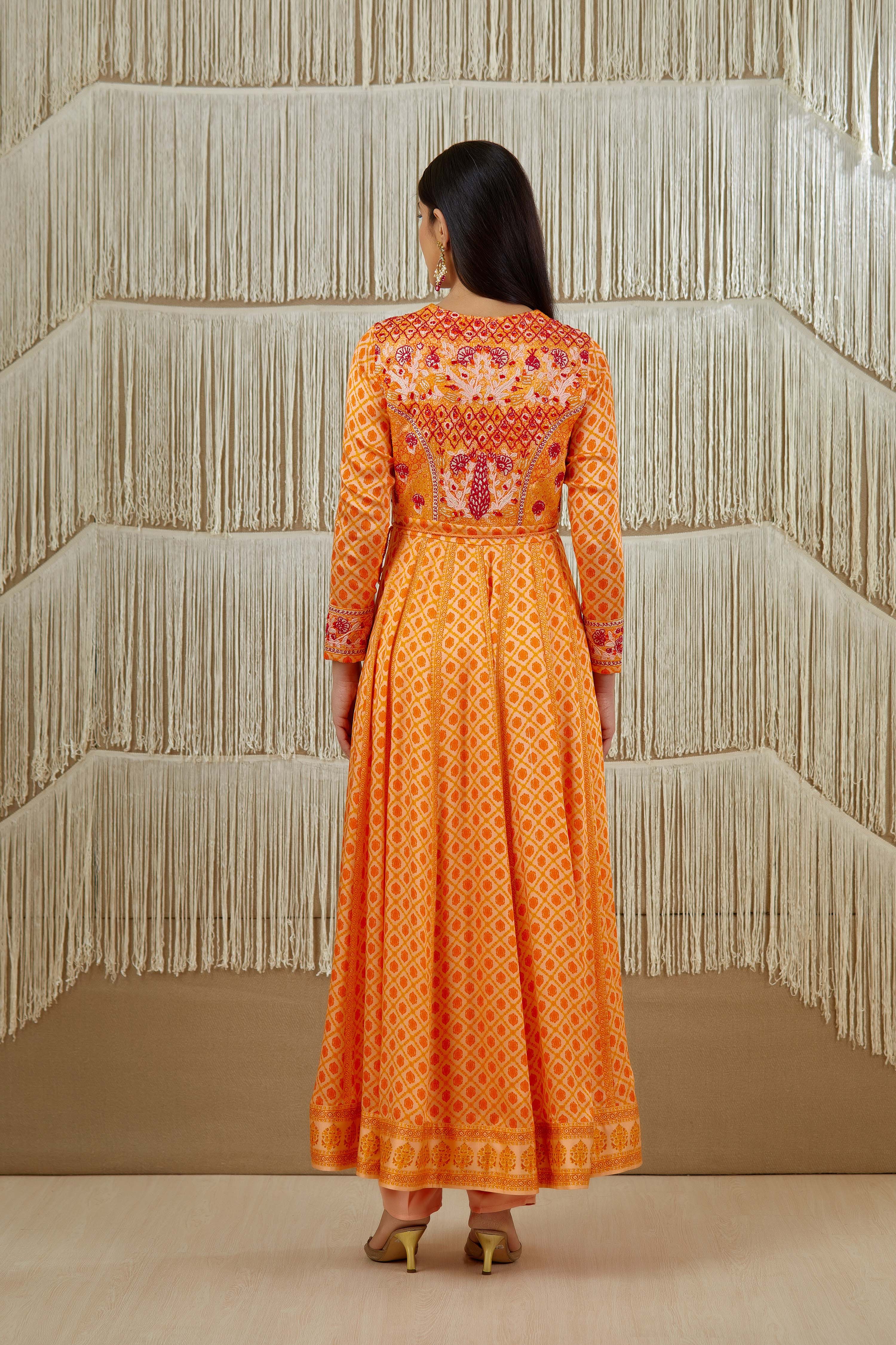 Bright Orange Anarkali set