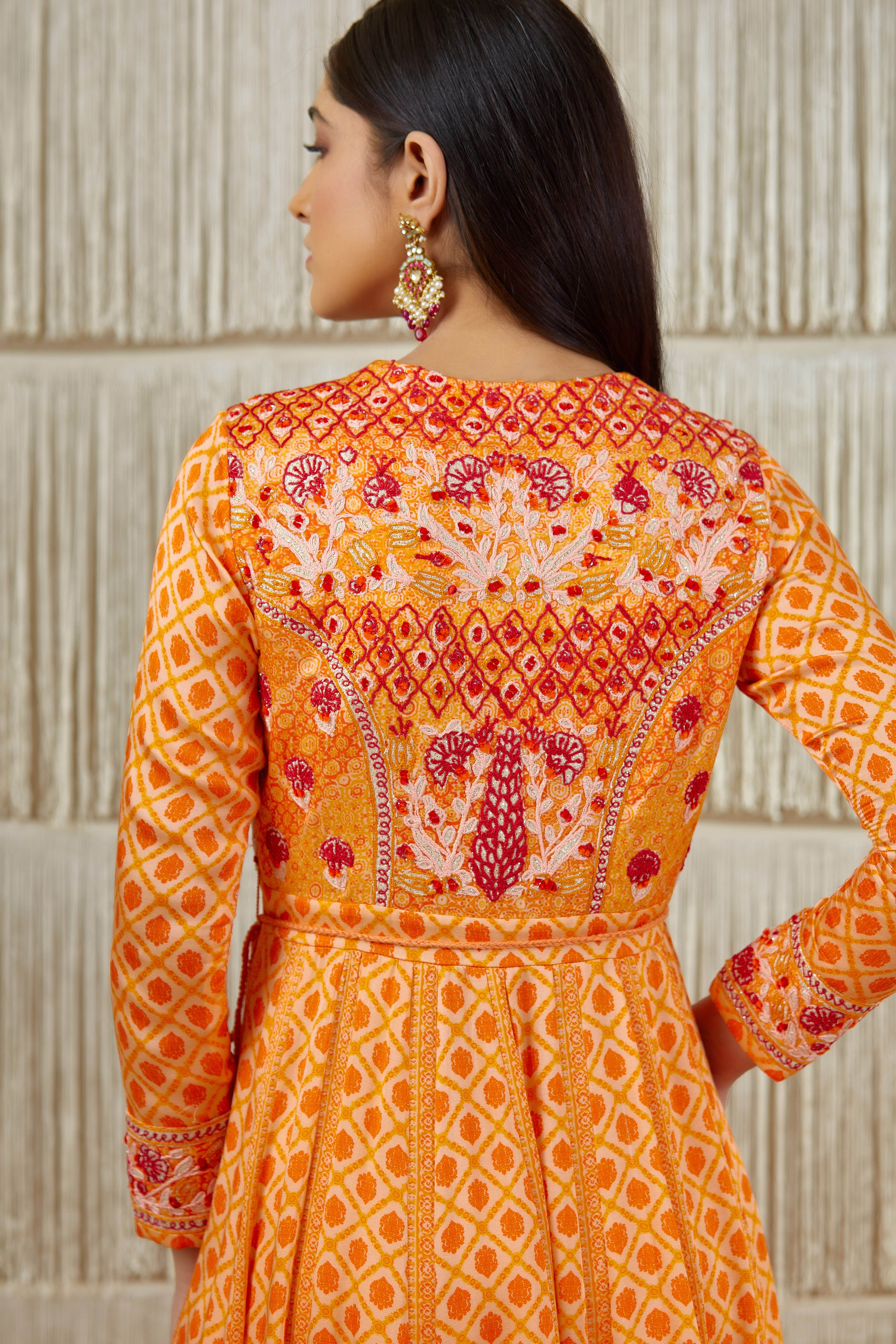 Bright Orange Anarkali set