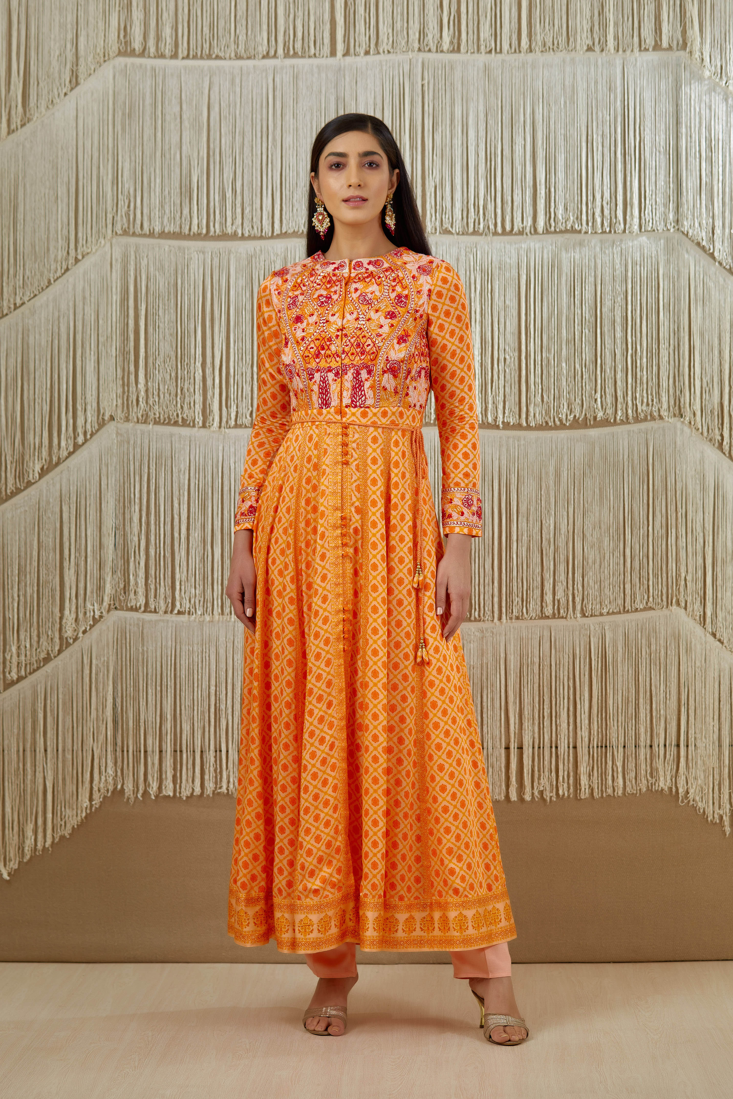Bright Orange Anarkali set