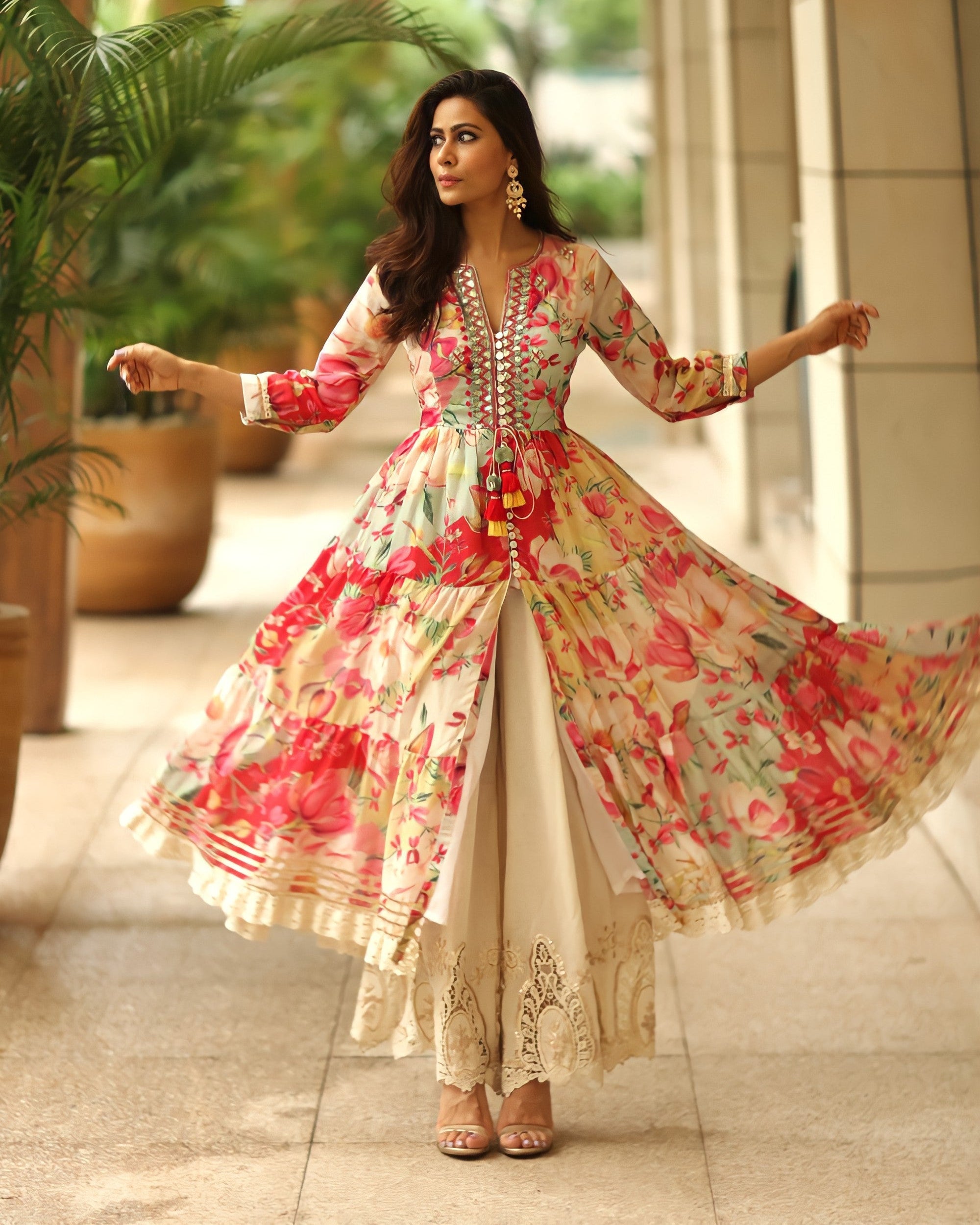 Swati Vatsa in Khushi Tiered Jacket Style Tunic Set