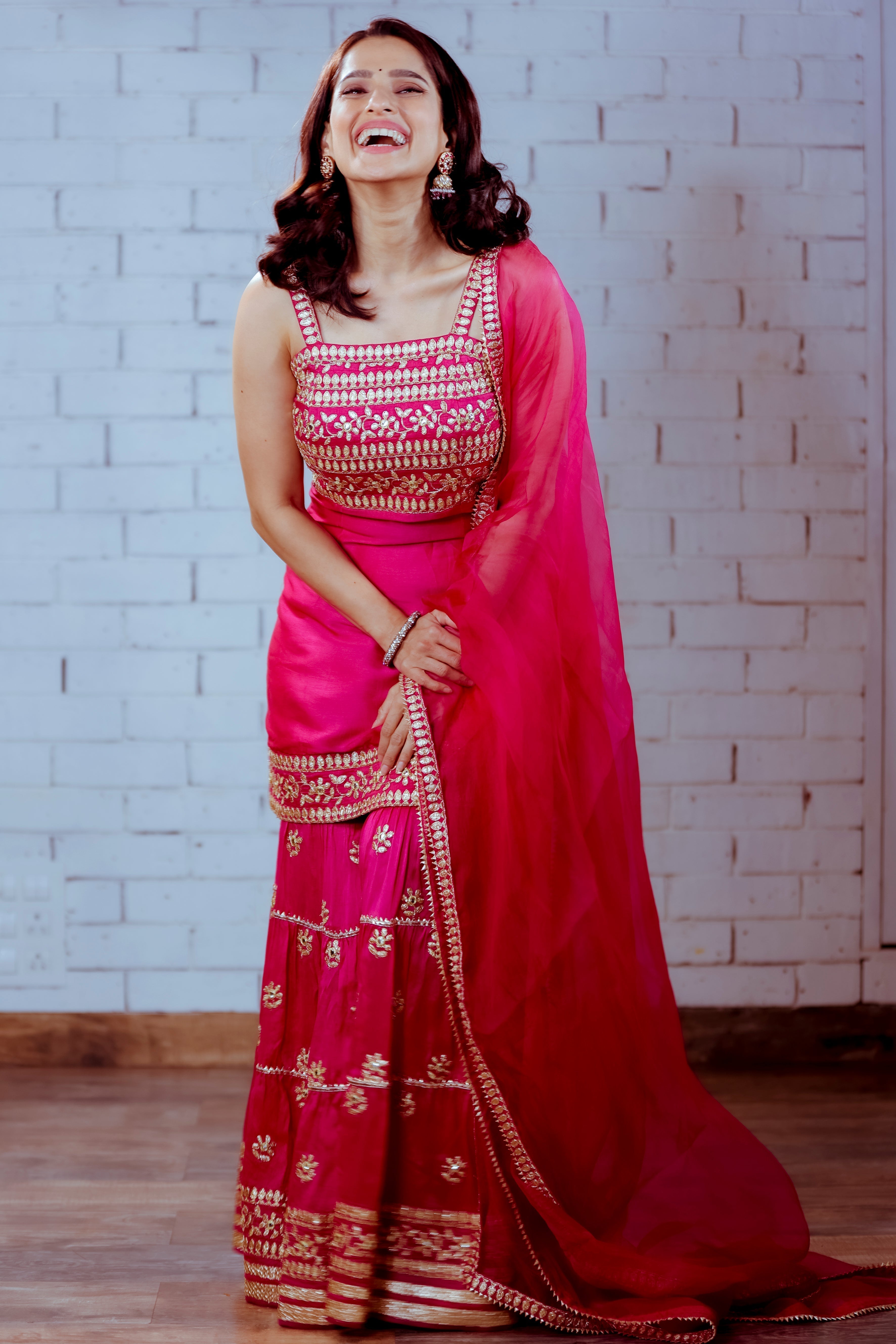 Ankita Sharma in Marigold Aarva Strappy Sharara Set