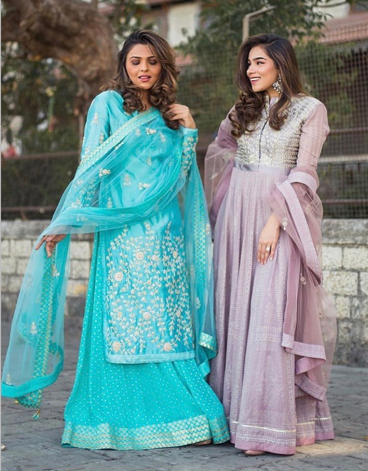 Sea Blue Kurta & Lehenga Set