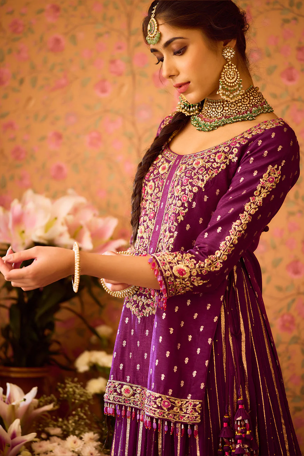 Ave Chicago x Shyam Narayan Prasad Phlox Purple Choli Lehenga Set