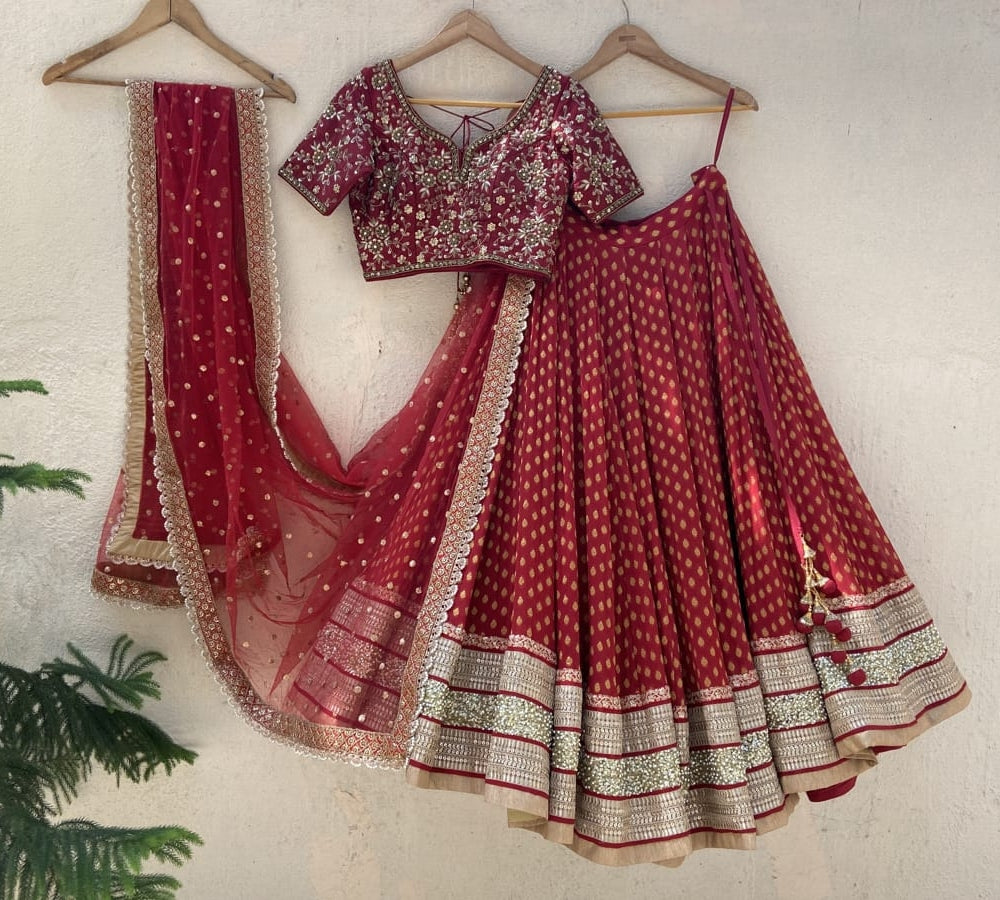 Ave Chicago x Priti Sahni Red Bridal Sharmily Lehenga Set