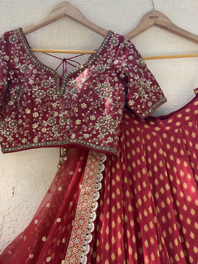 Ave Chicago x Priti Sahni Red Bridal Sharmily Lehenga Set