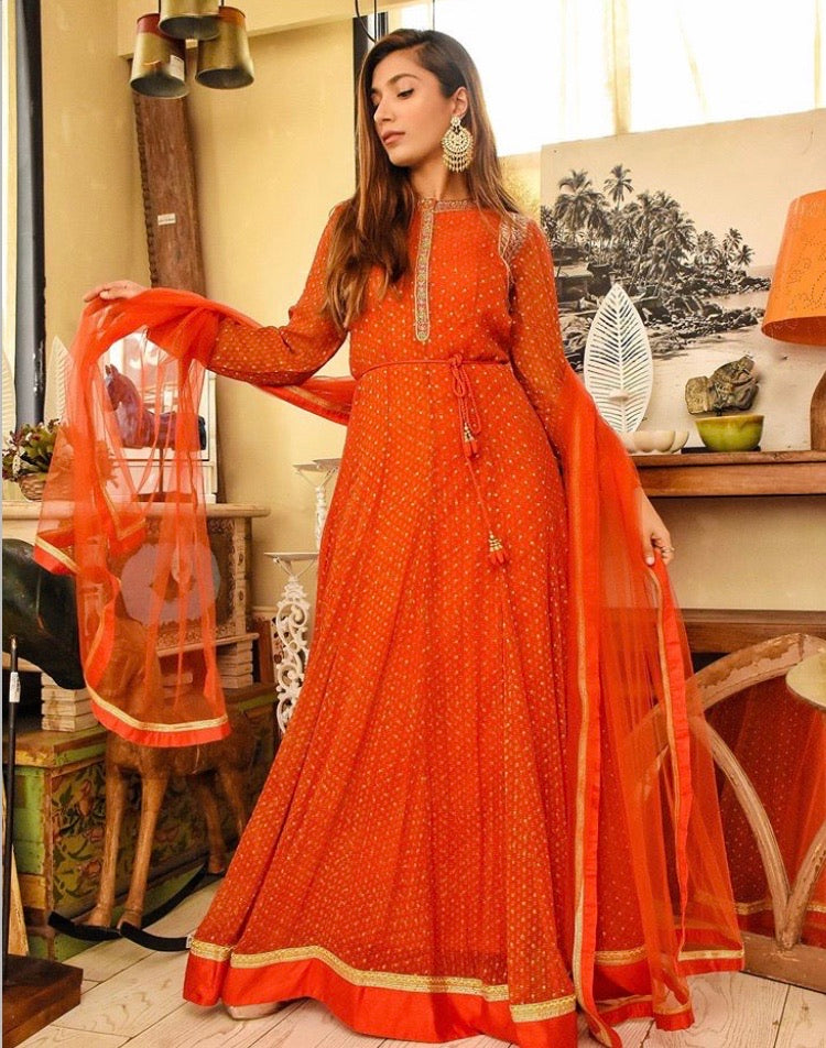 Red Anarkali Set