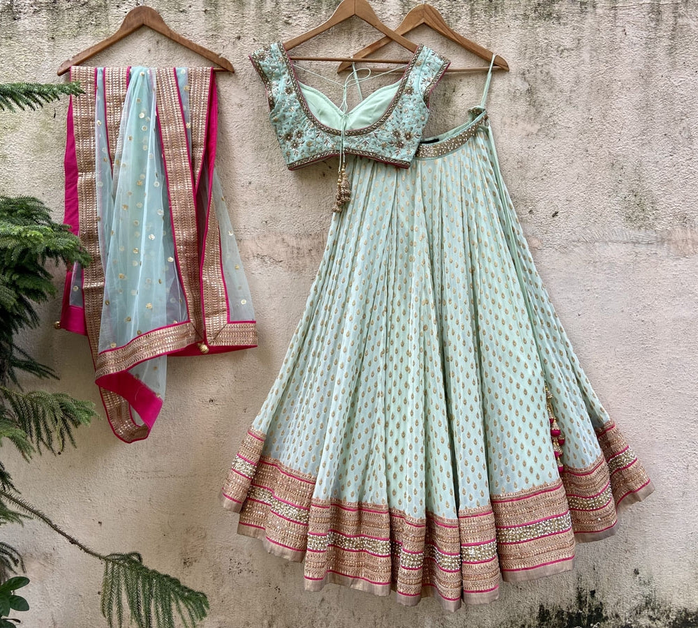 Ave Chicago x Priti Sahni Mint Green Sharmily Lehenga Set
