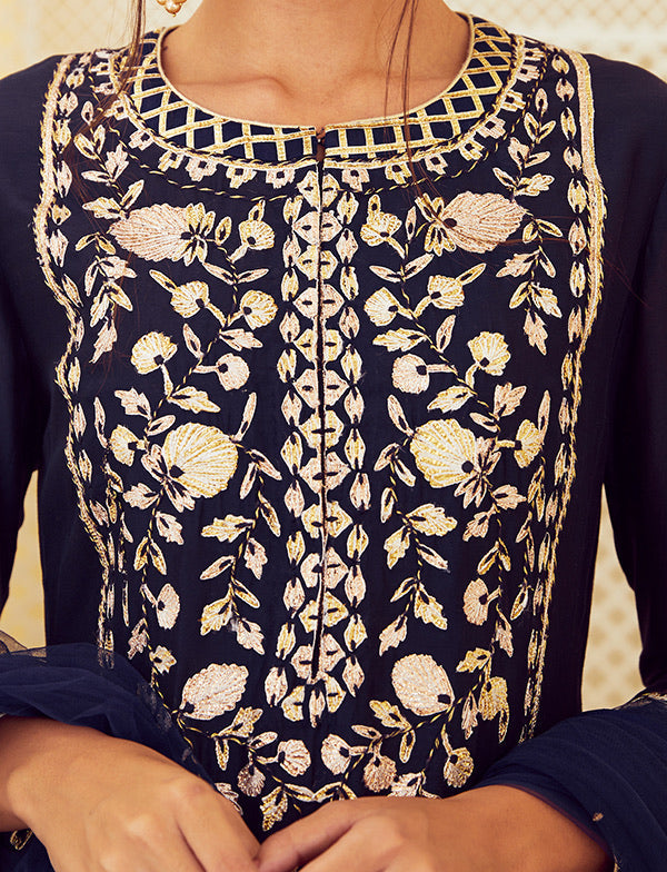 Navy Blue Kurta and skirt set