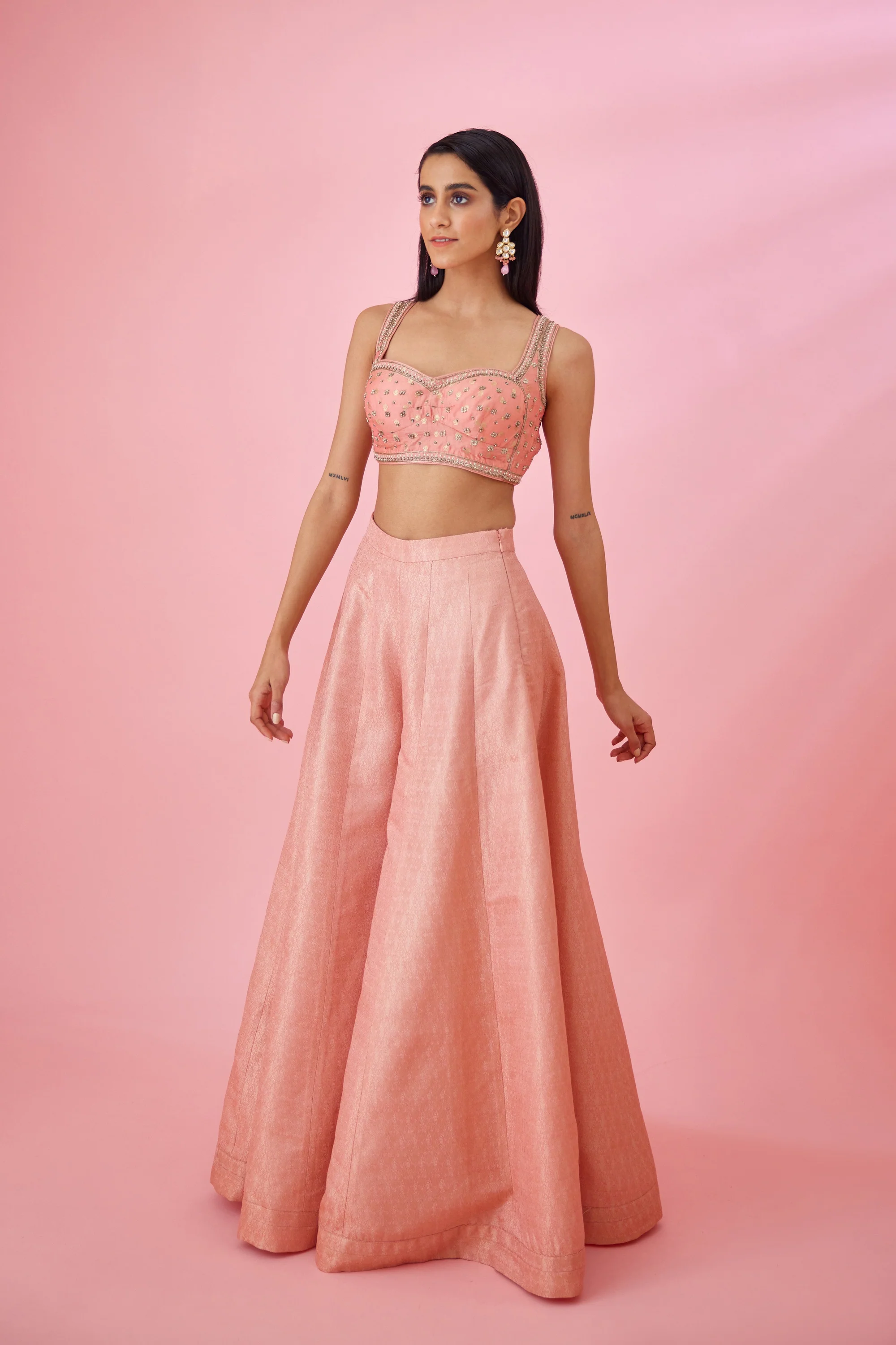 Ave Chicago x Shyam Narayan Prasad Peach Pink Sharara Set