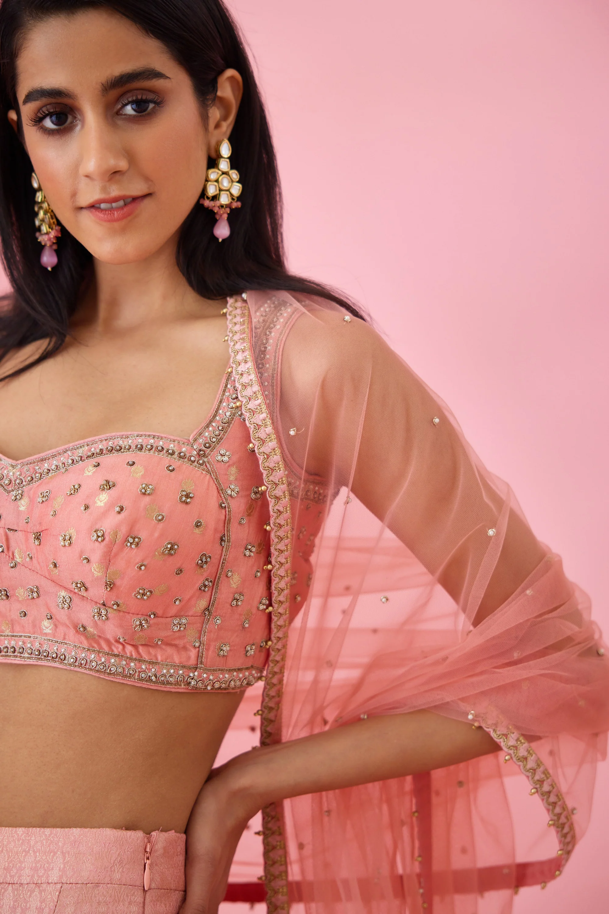 Ave Chicago x Shyam Narayan Prasad Peach Pink Sharara Set