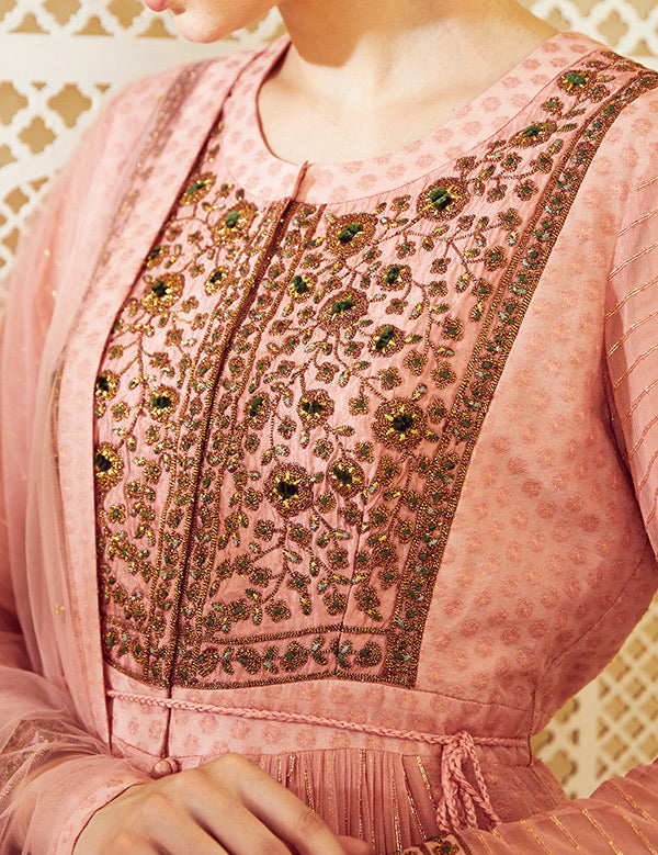 Old Rose Pink Anarkali Set