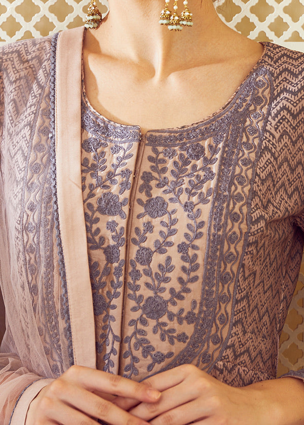 Light Neutral Pink Anarkali Set