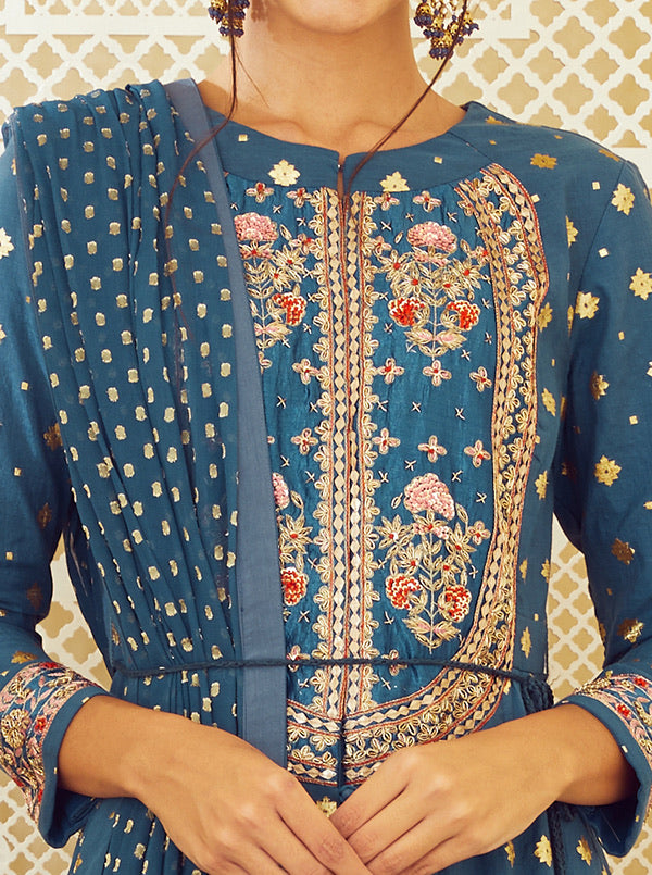 Teal Blue Anarkali Set