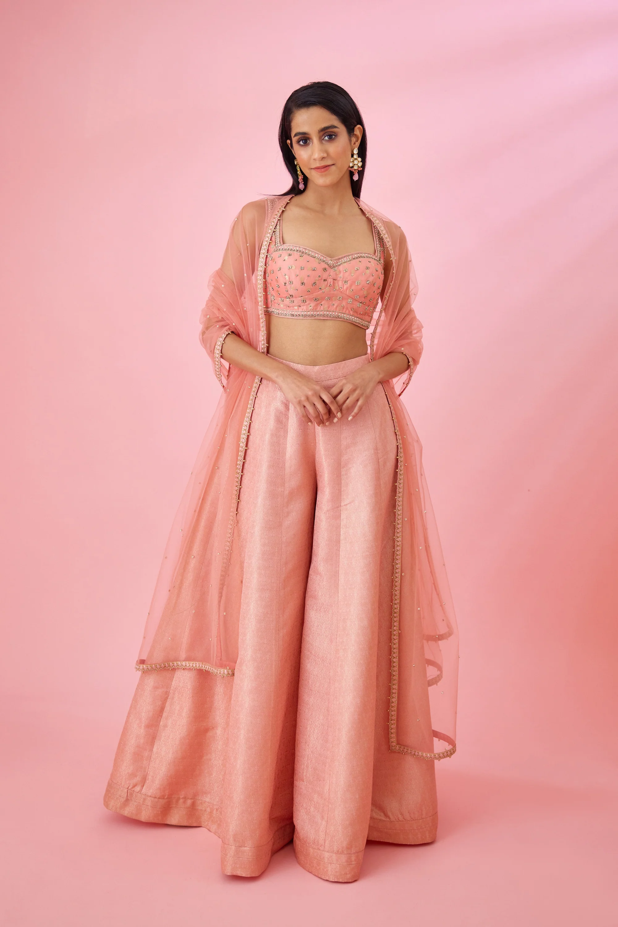 Ave Chicago x Shyam Narayan Prasad Peach Pink Sharara Set
