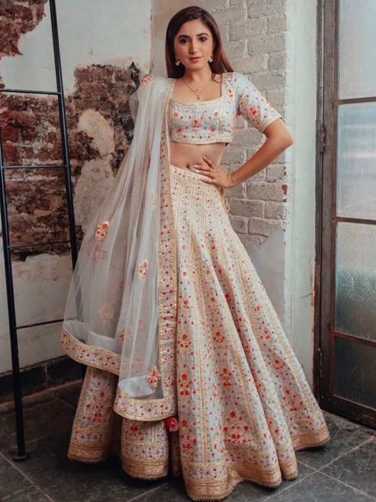Greyish Blue Lehenga Set