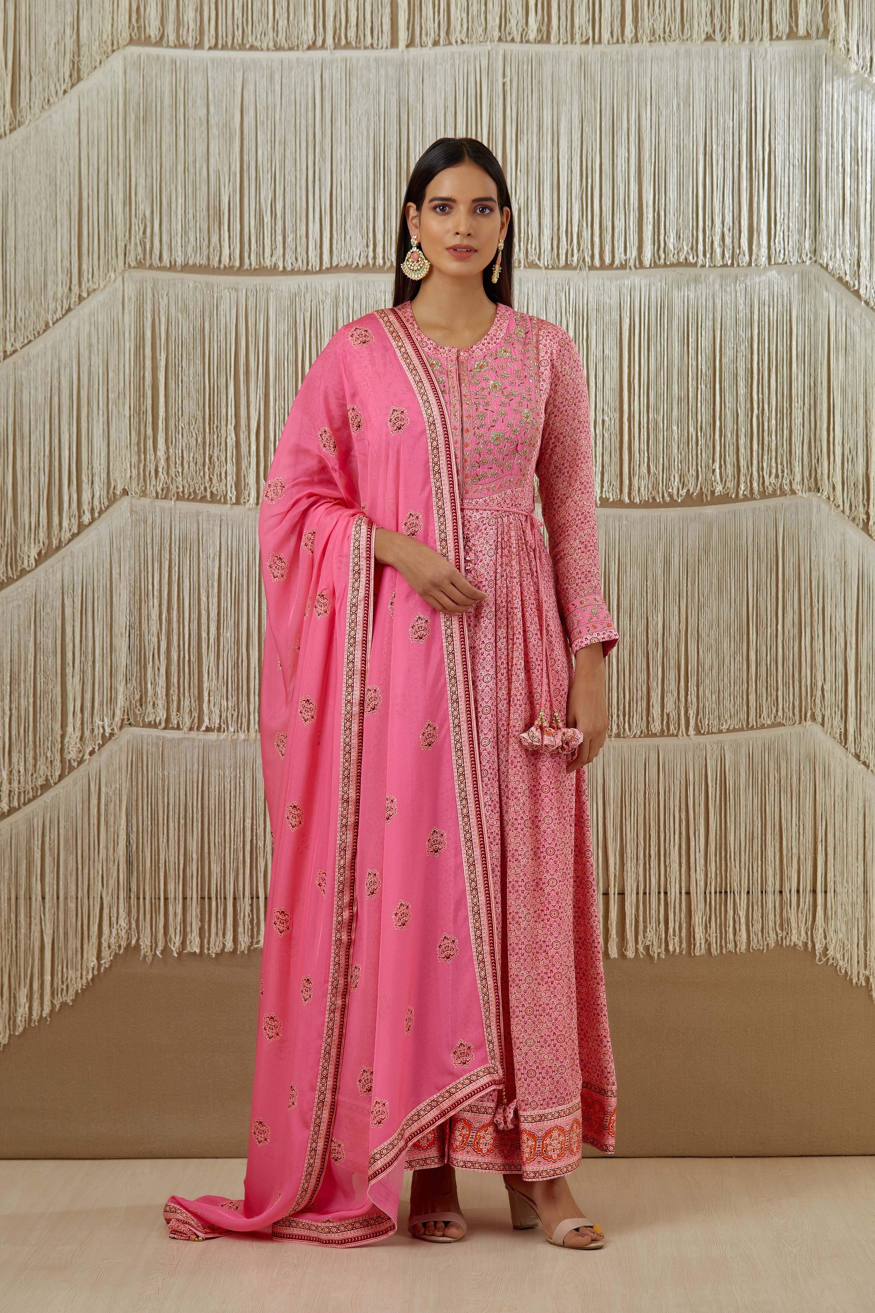 Pink Anarkali set