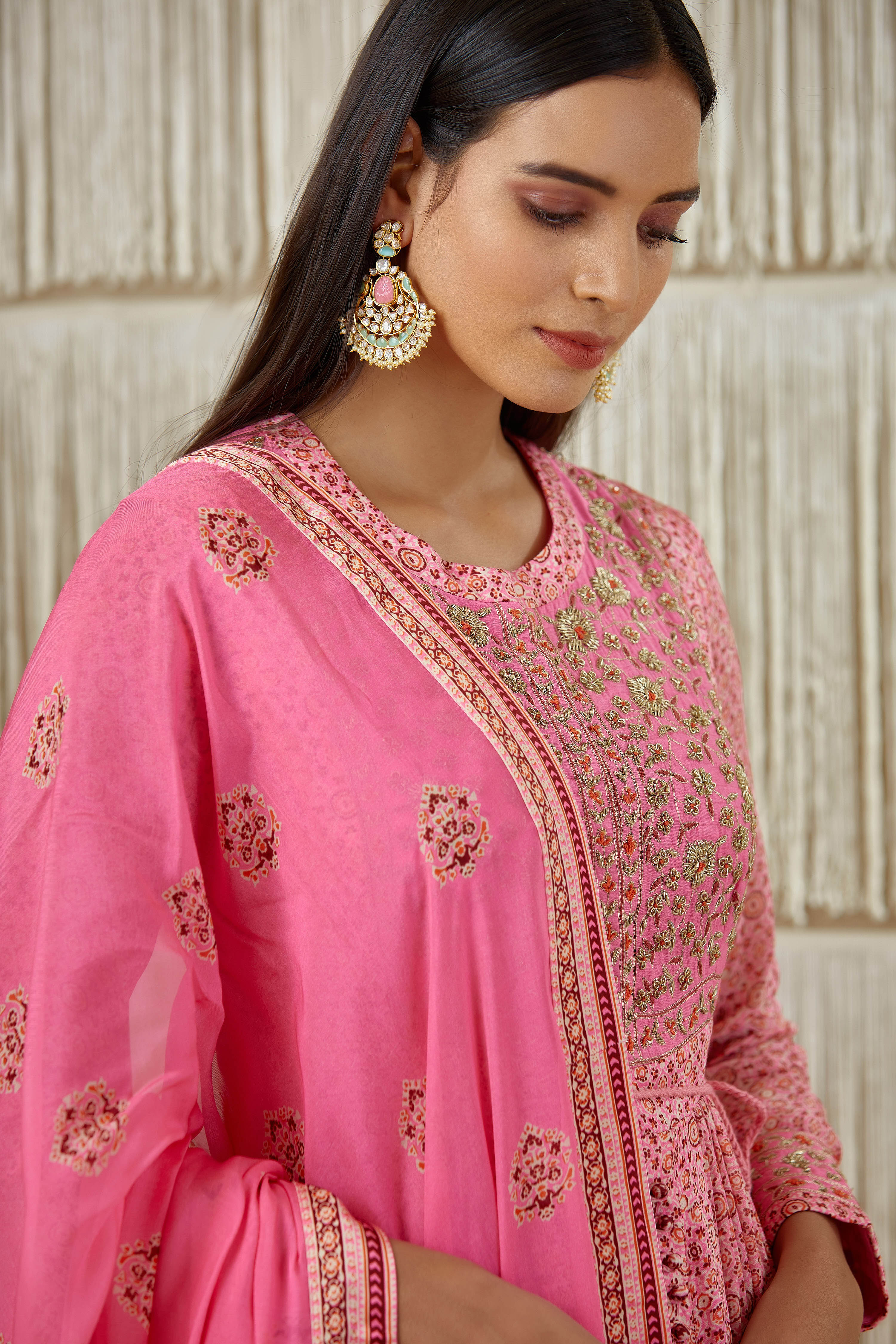 Pink Anarkali set