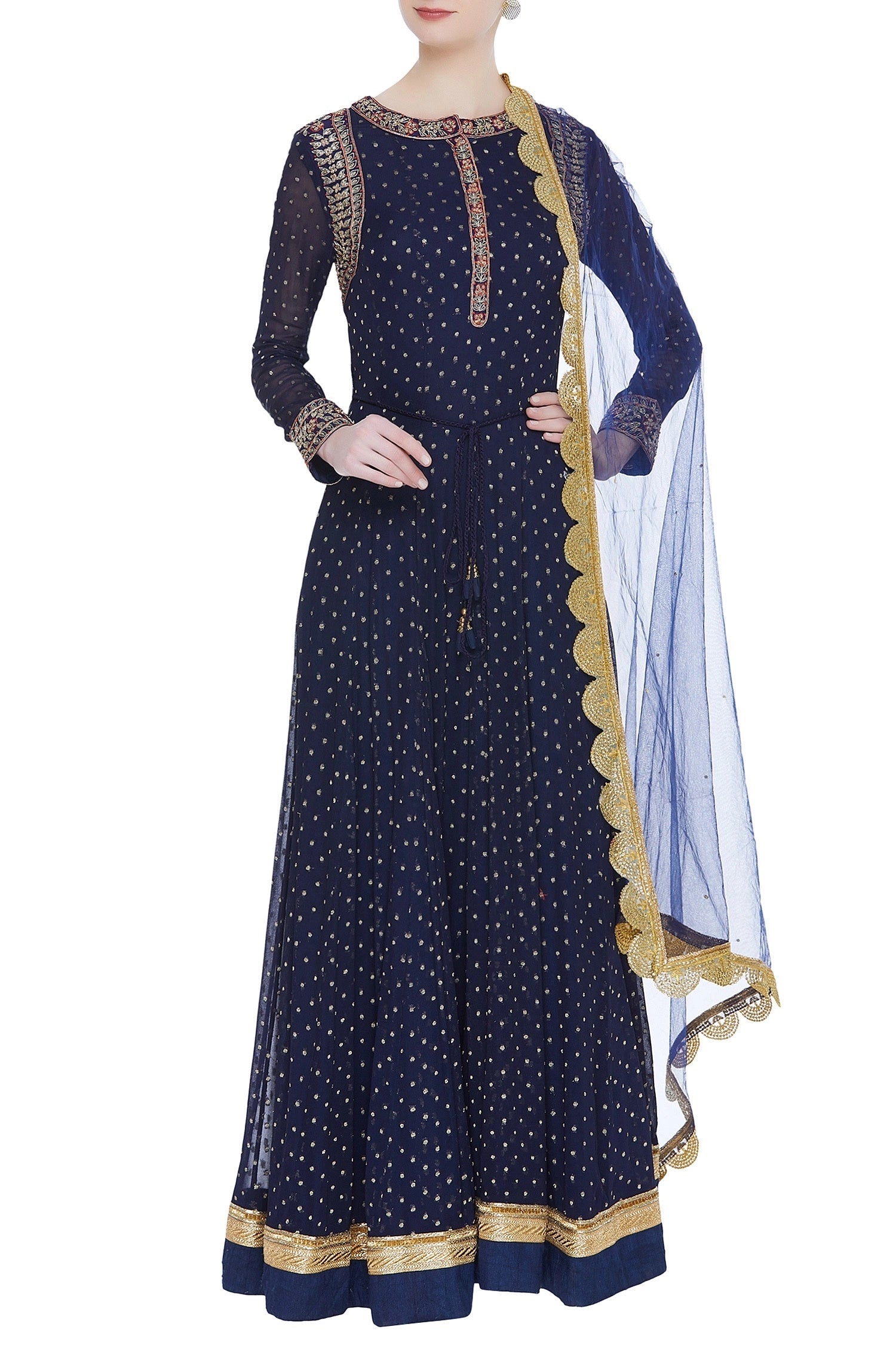 Navy Blue Anarkali Set