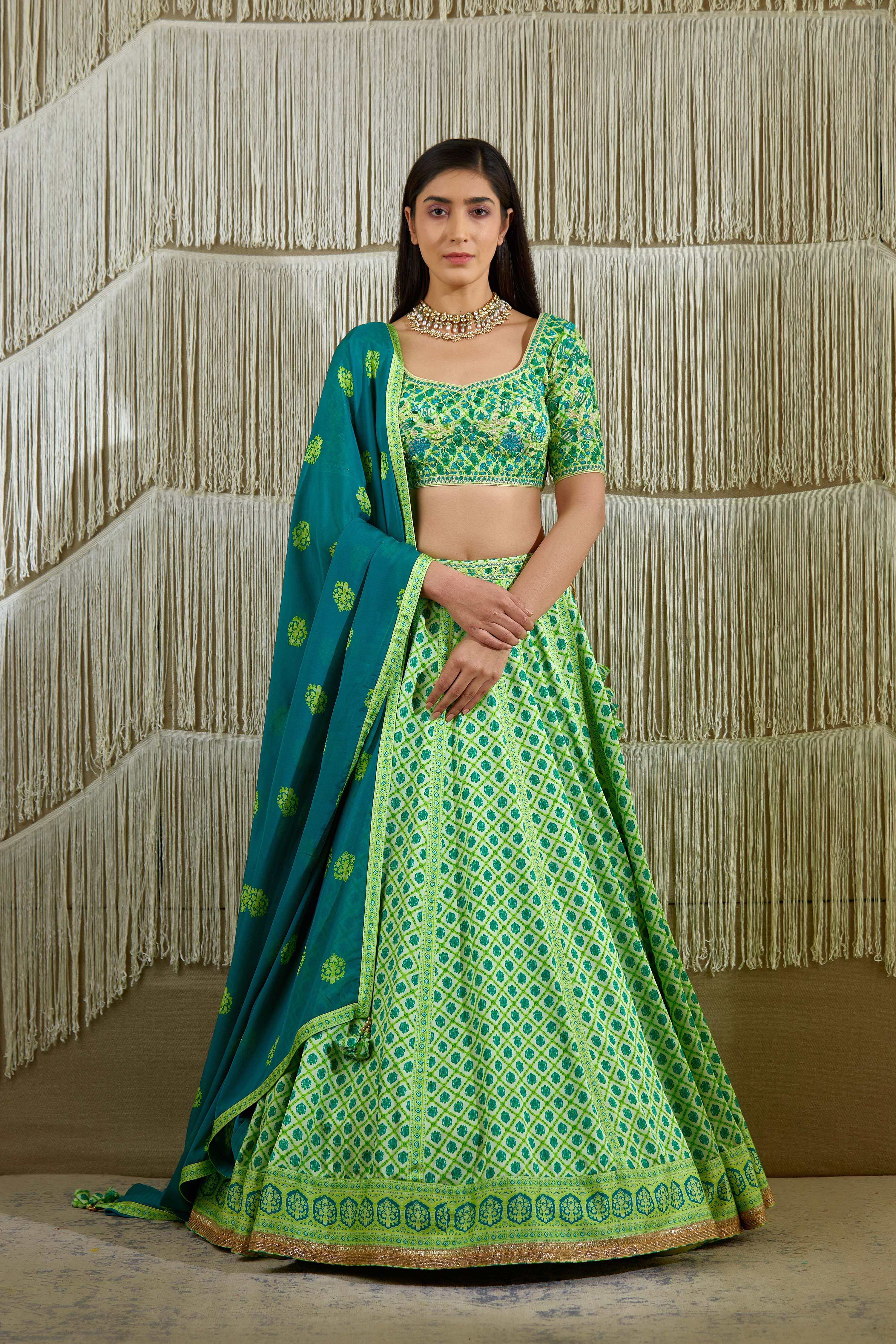 Bright Green Lehenga set