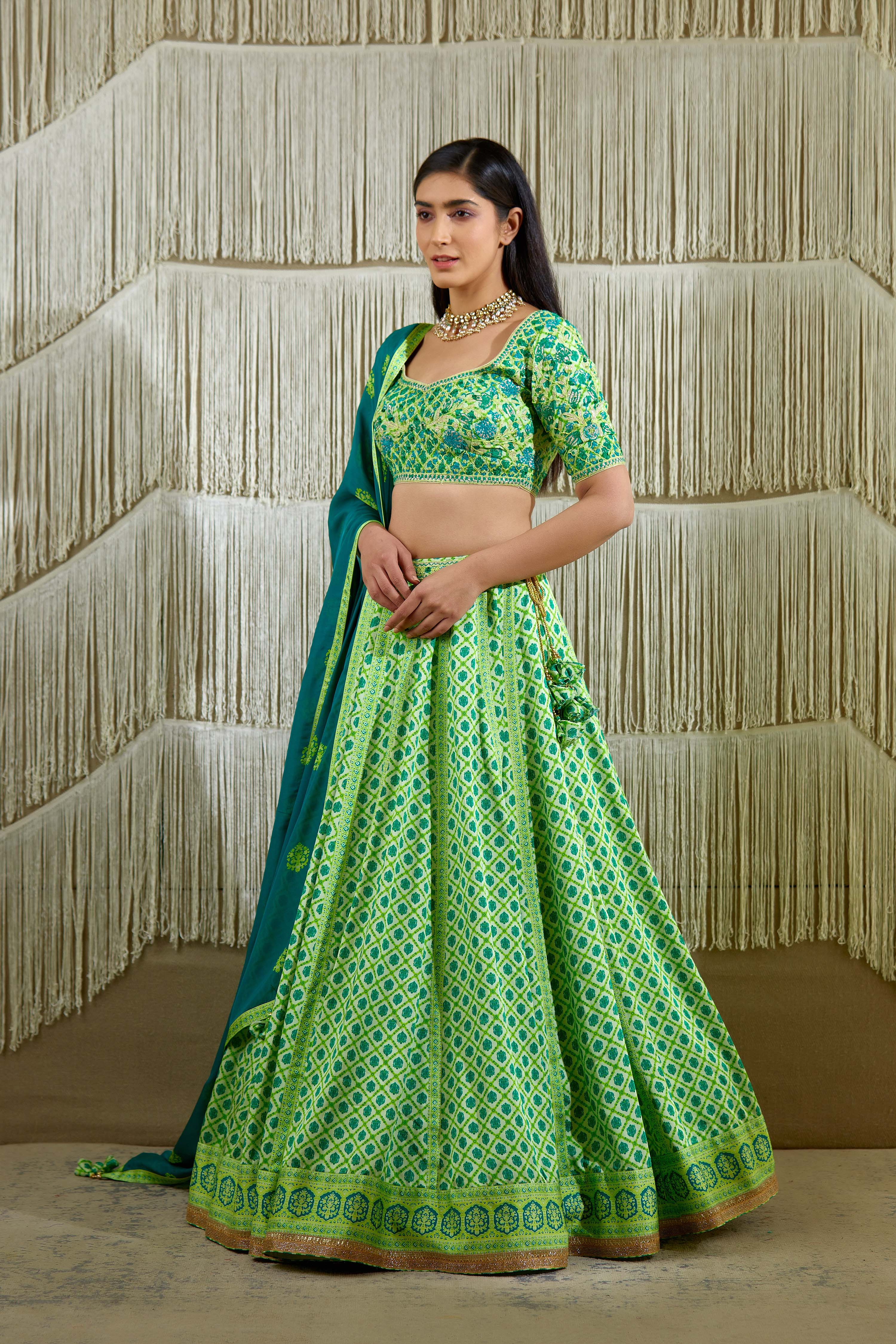 Bright Green Lehenga set