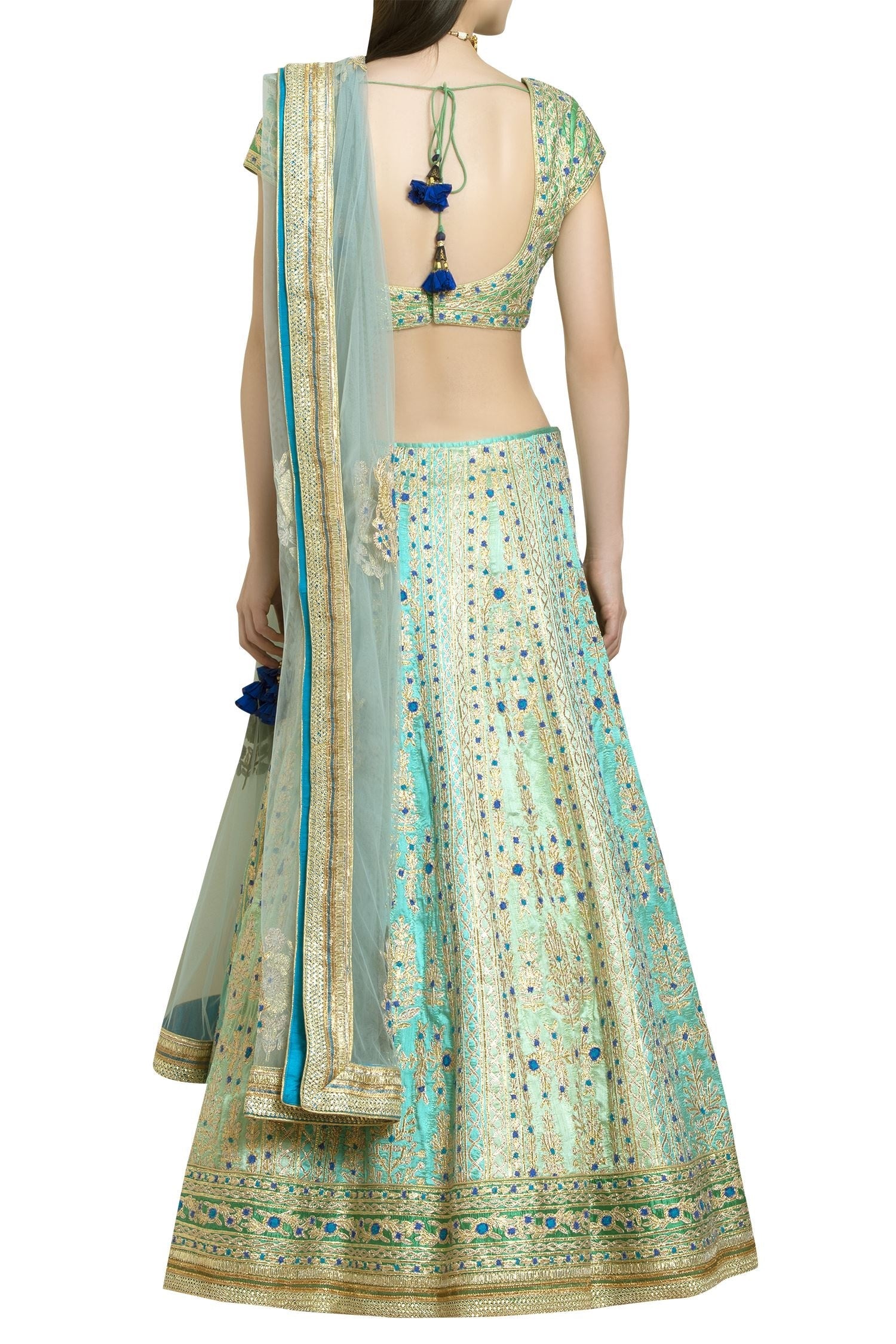 Blue Green Lehenga Set