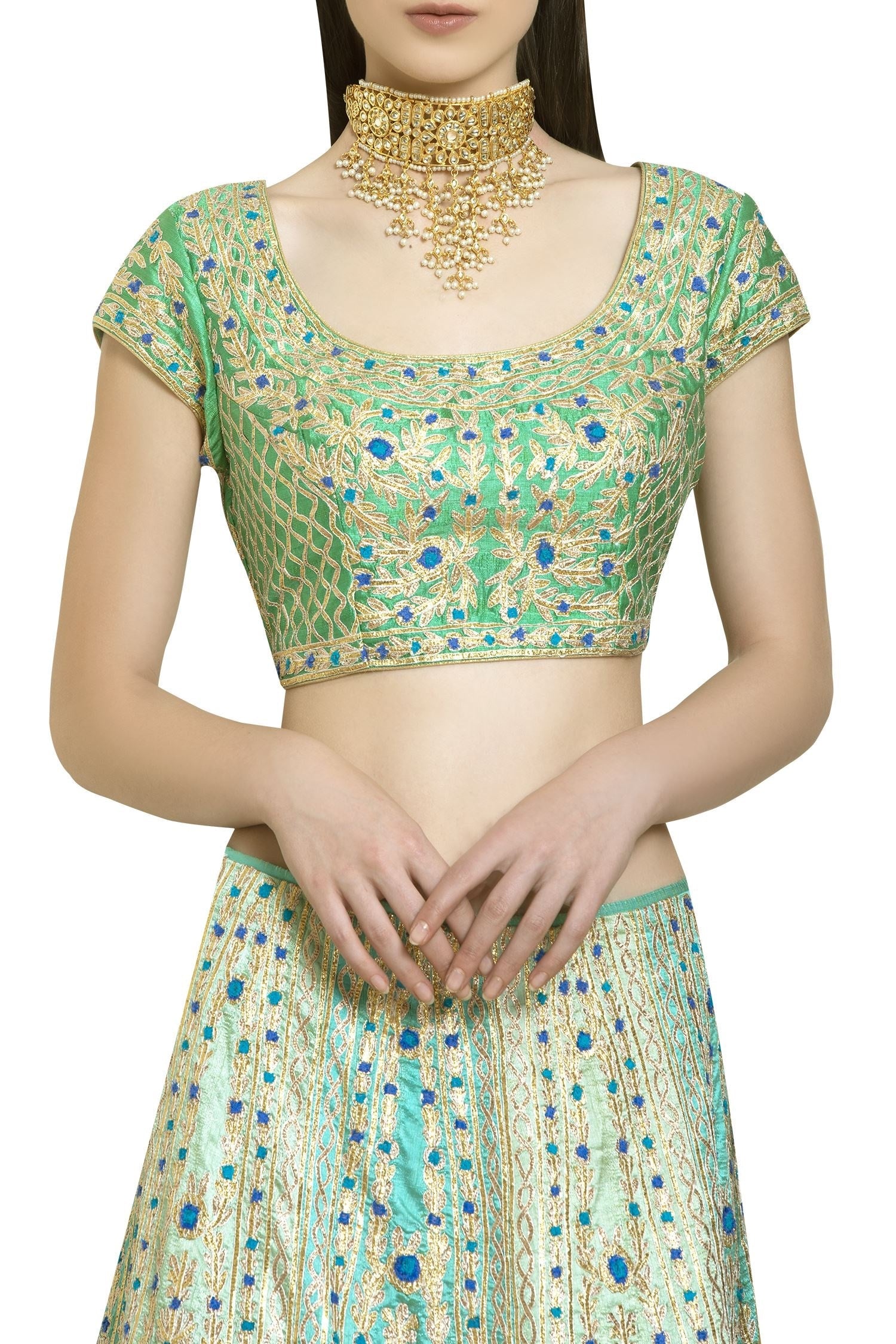 Blue Green Lehenga Set