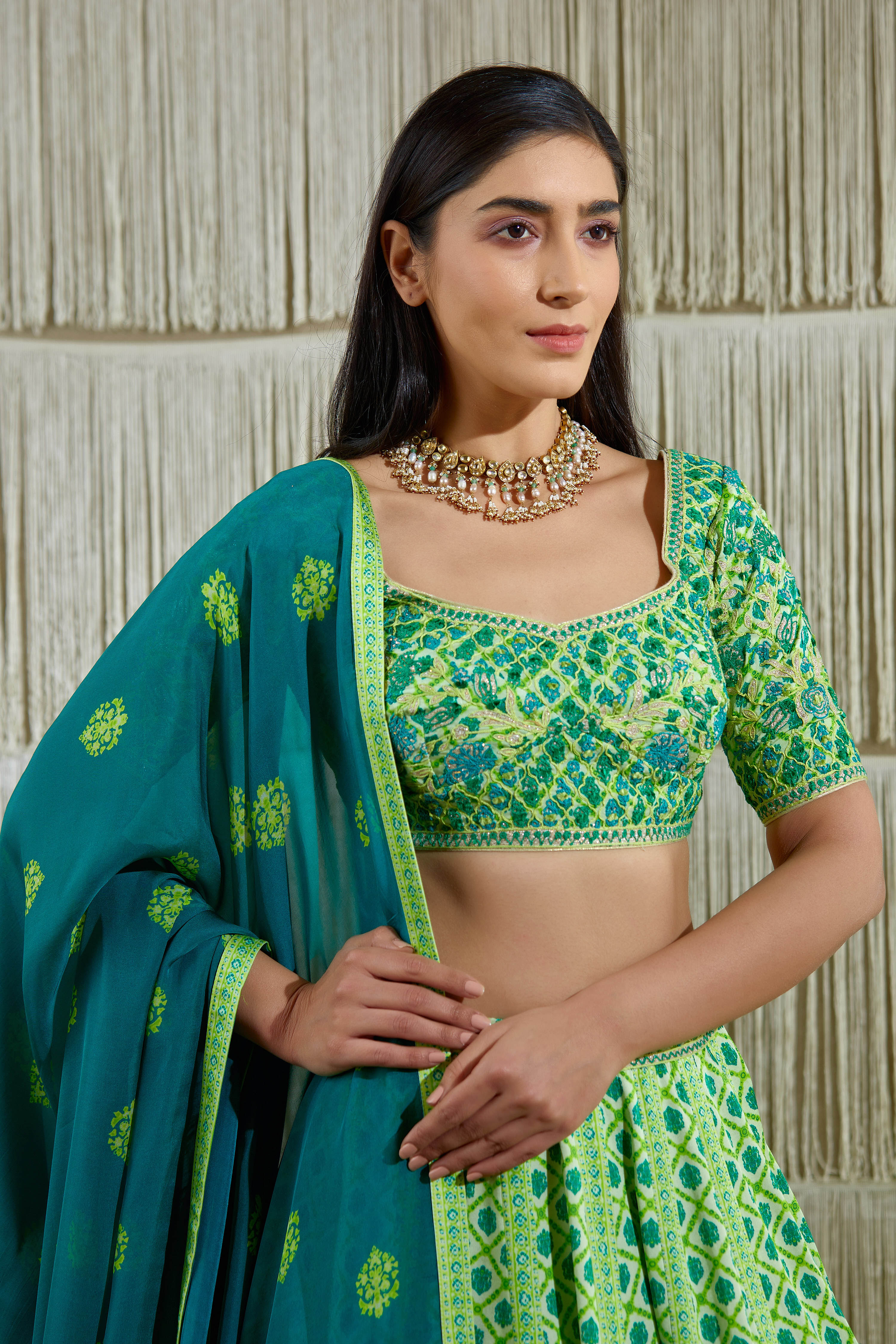 Bright Green Lehenga set