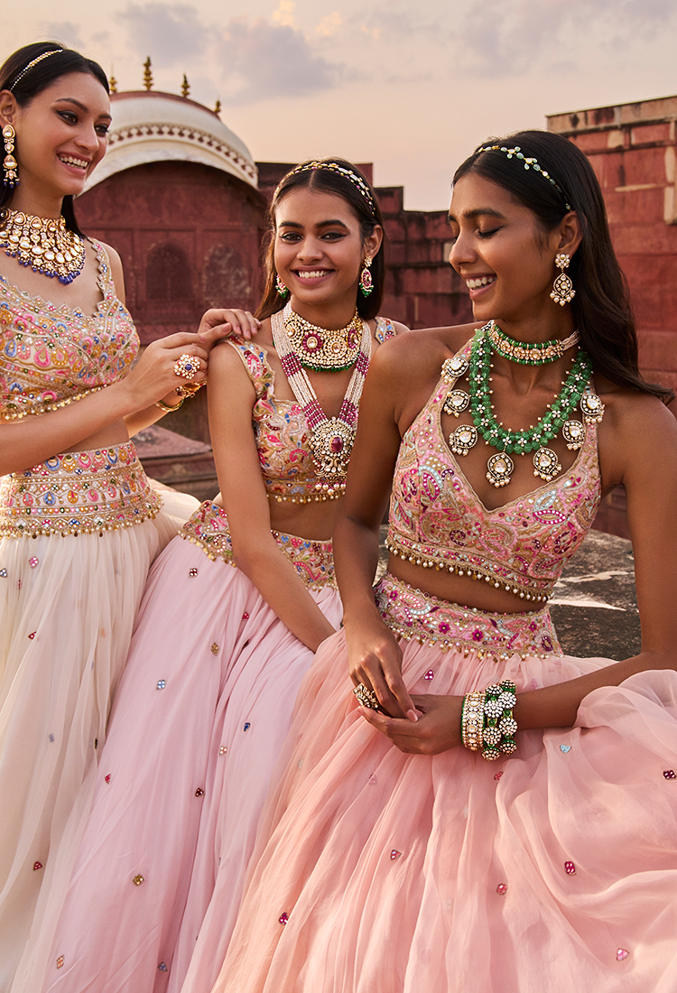 Ivory Organza Lehenga