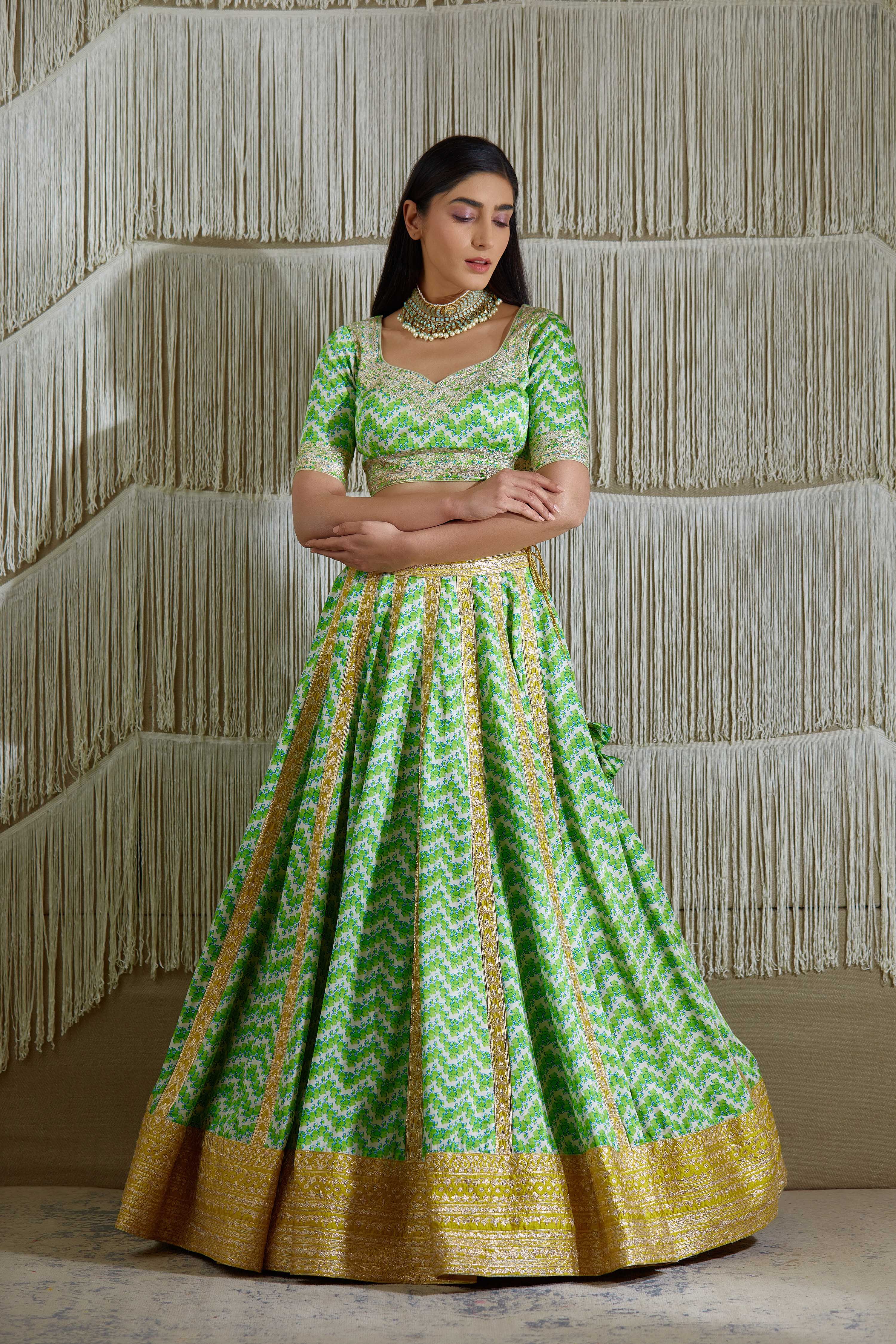 Green Yellow Lehenga set