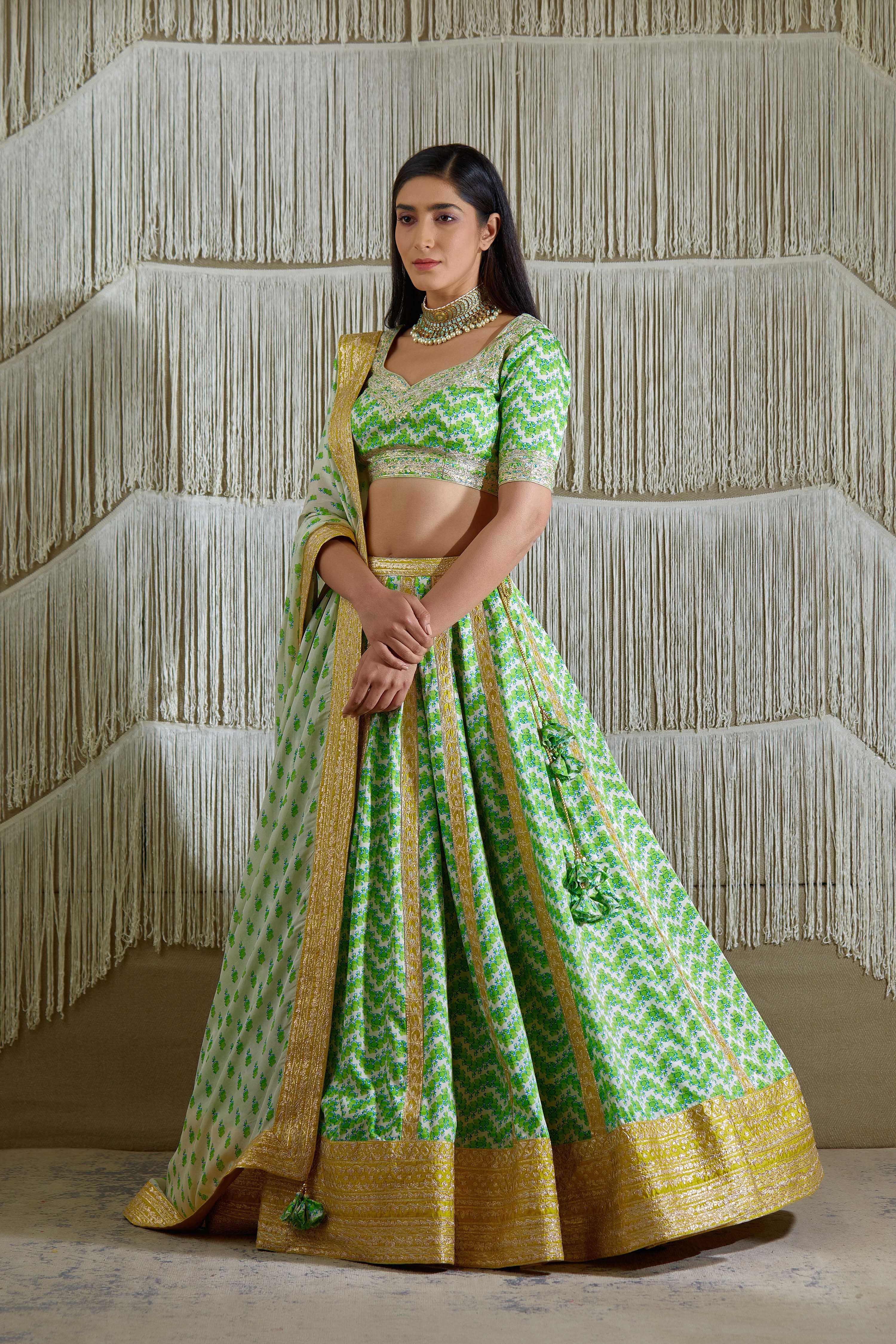 Green Yellow Lehenga set
