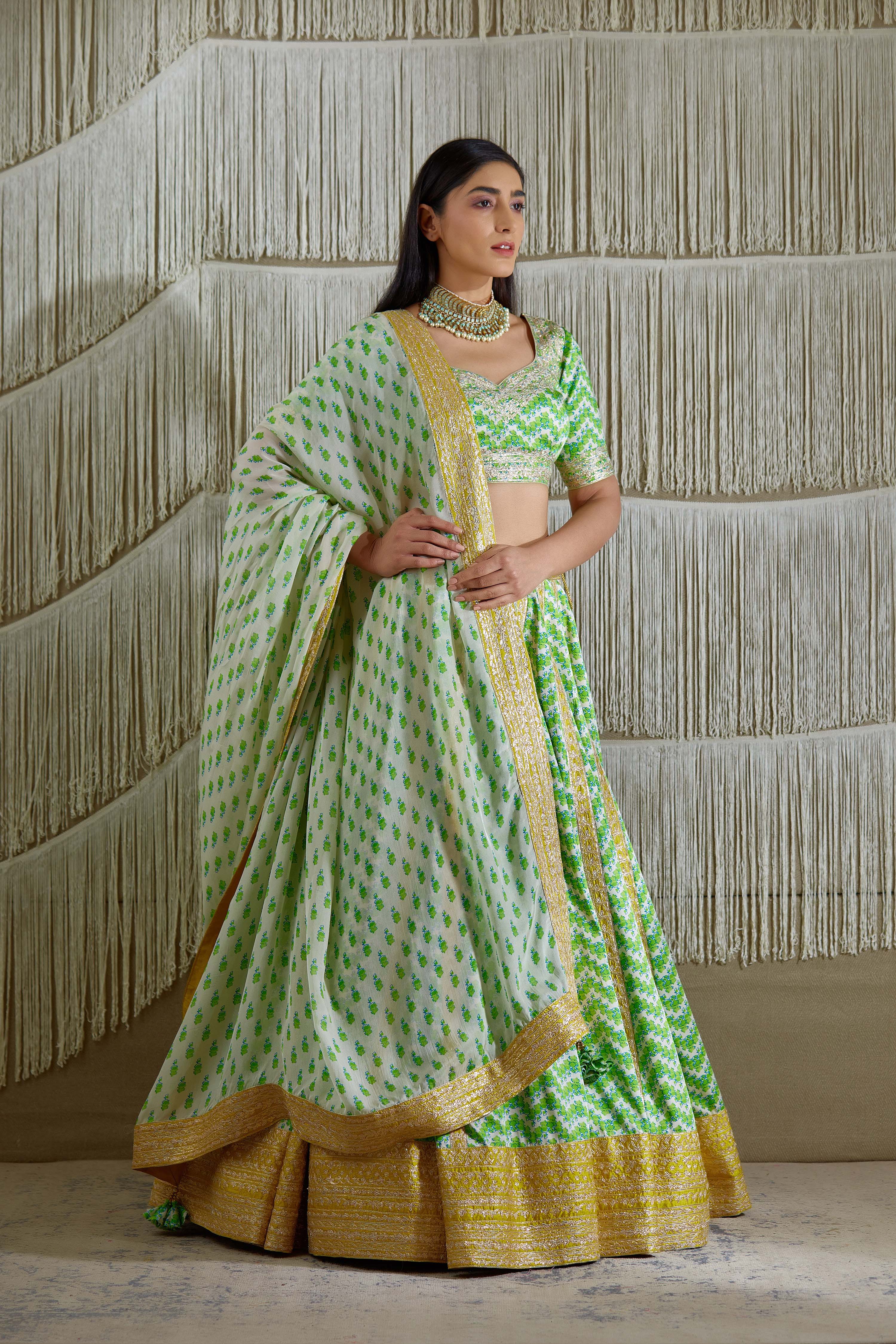 Green Yellow Lehenga set