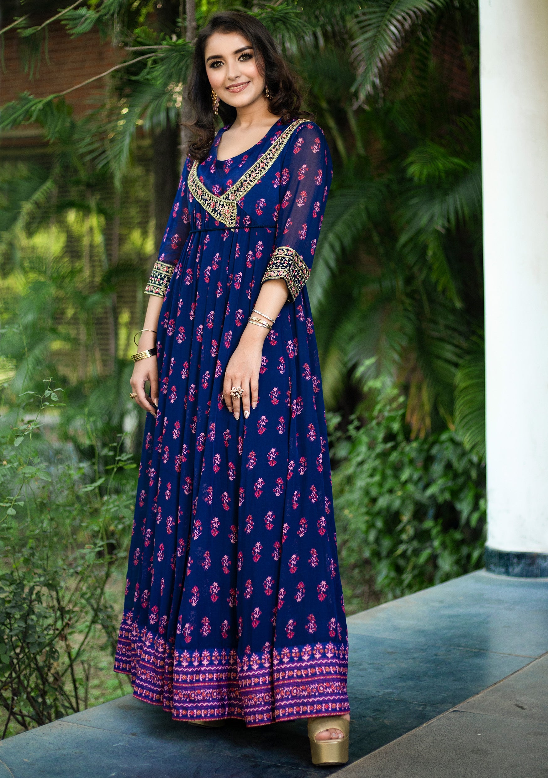 Navy Blue Angrakha Set