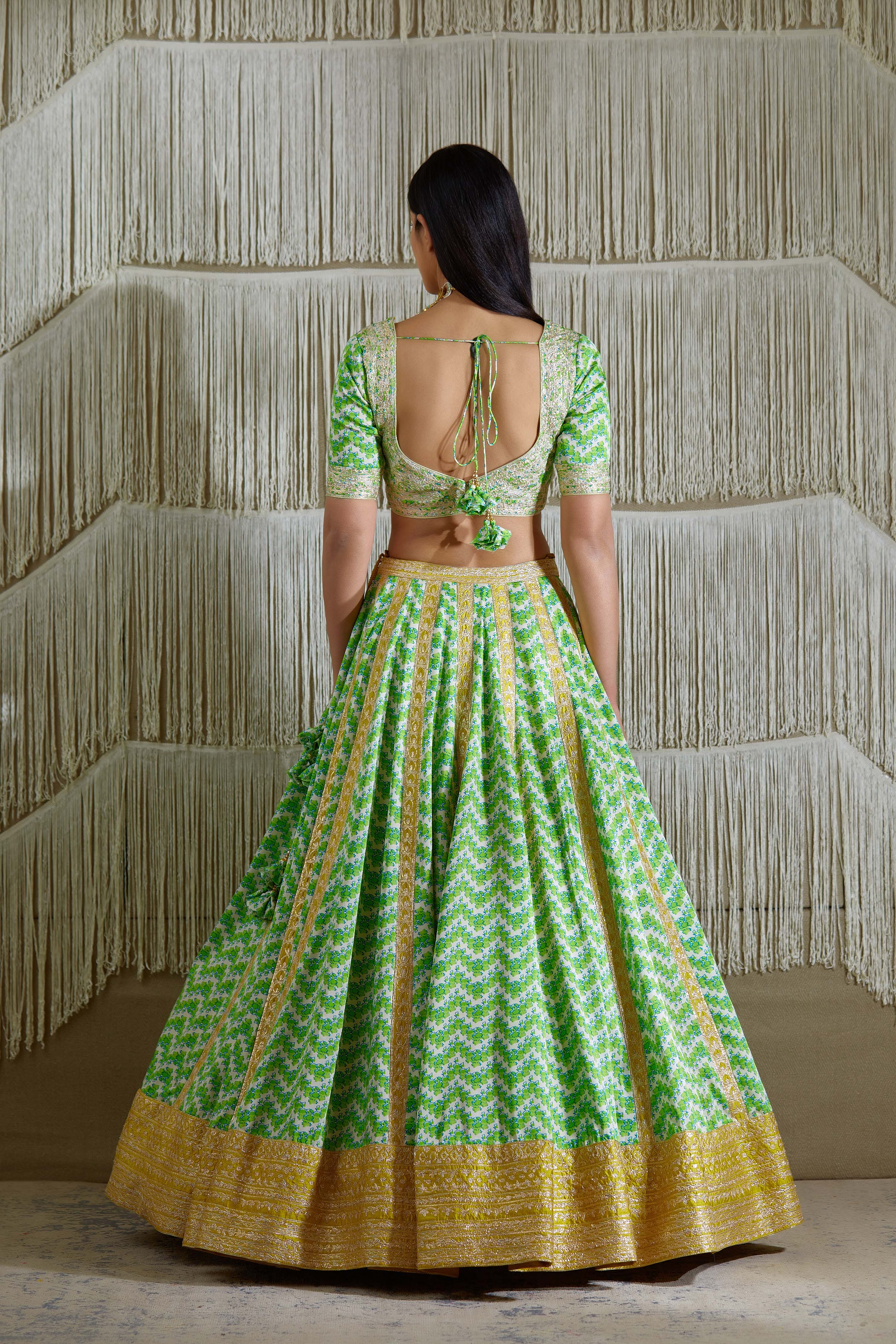 Green Yellow Lehenga set