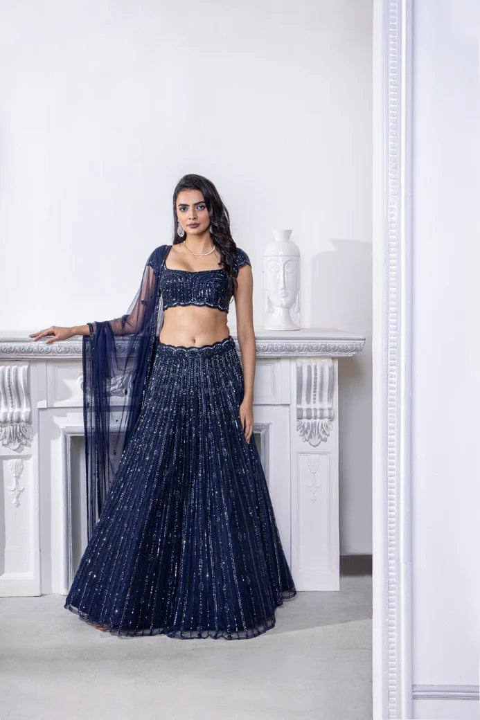 Navy Aurora Lehenga