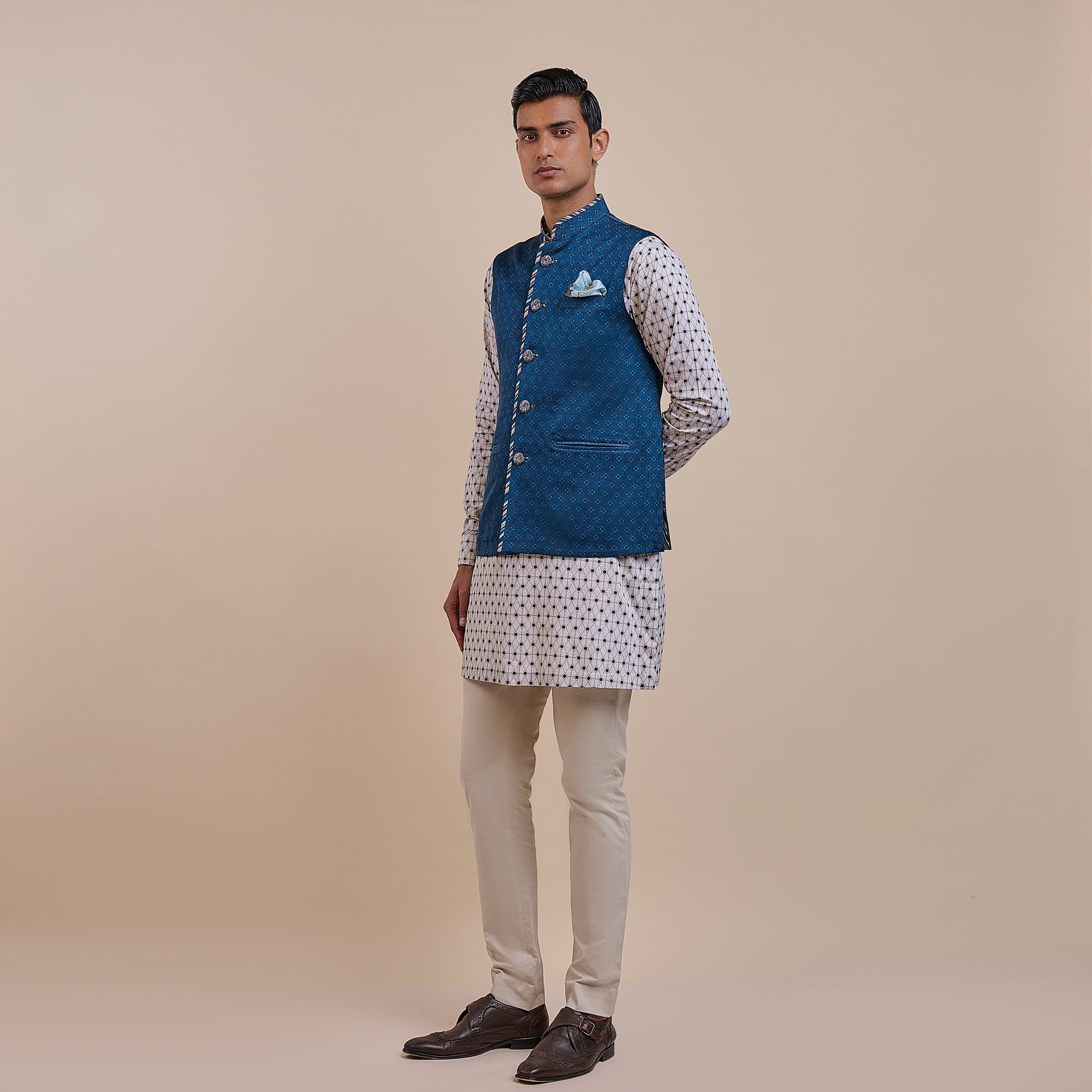 Navy Blue Nehru Jacket | ATTH