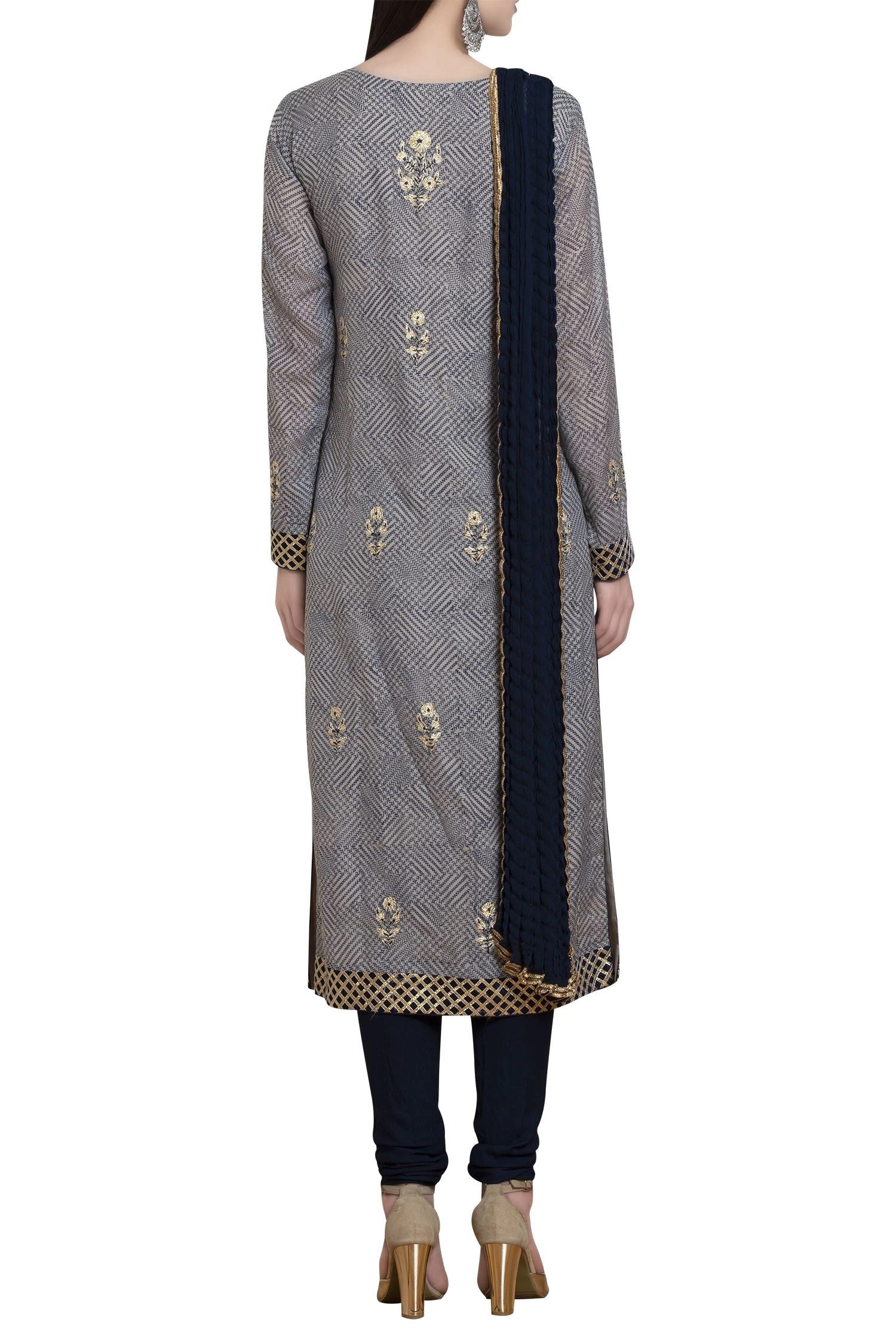 Thread embroidered & gota kurta set