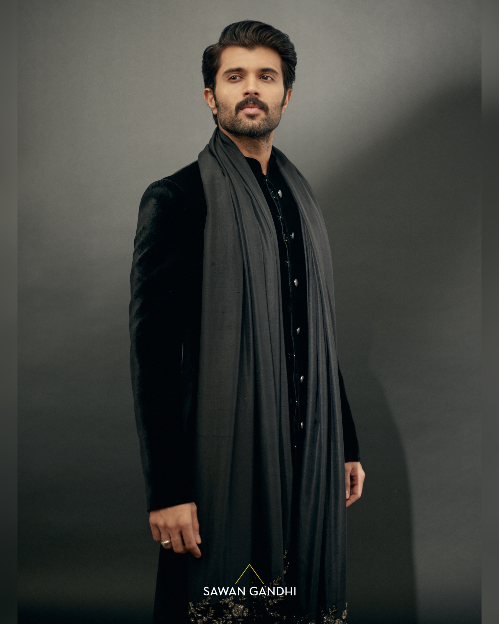 Vijay Deverakonda in Black velvet sherwani