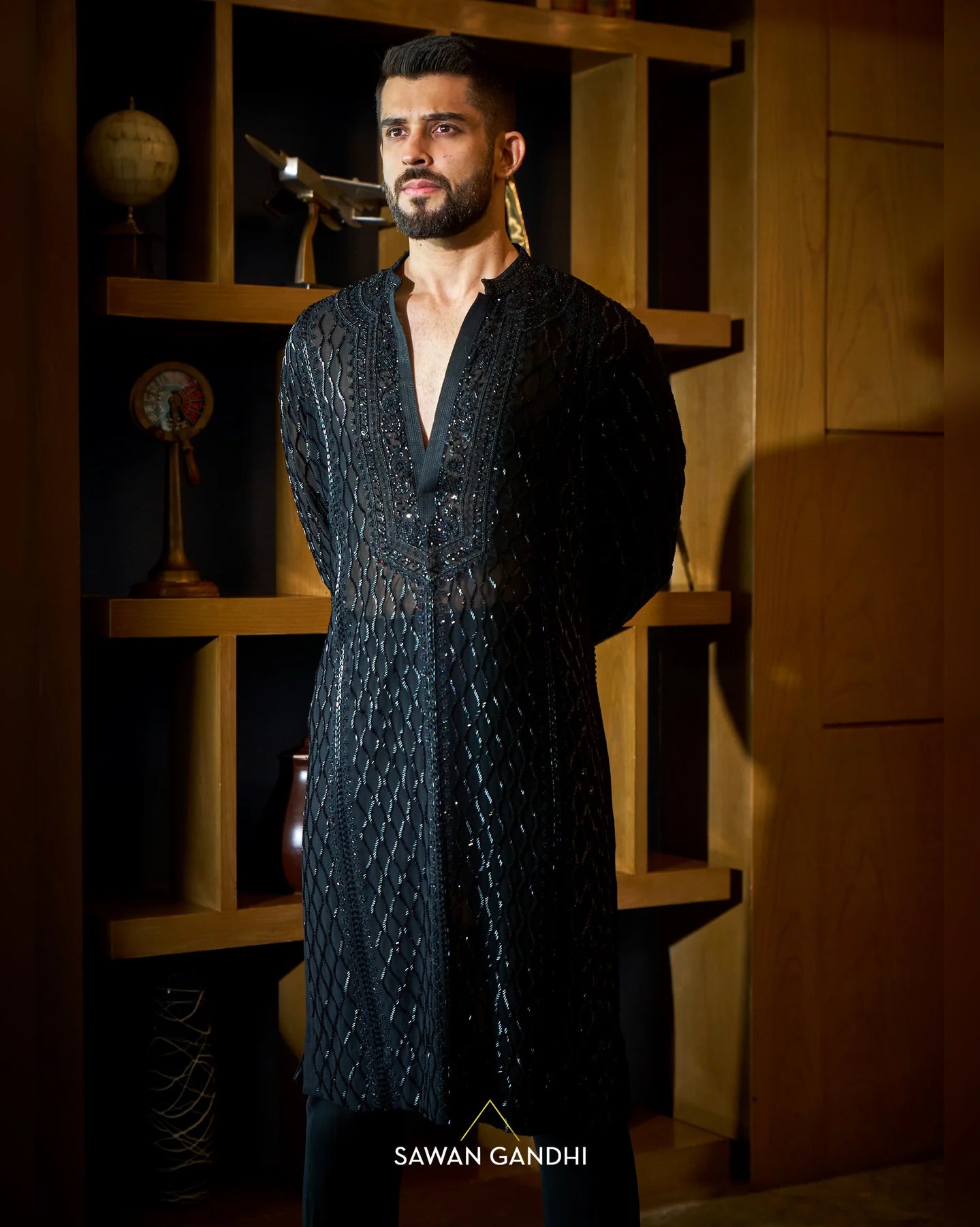 Black DNA lines kurta