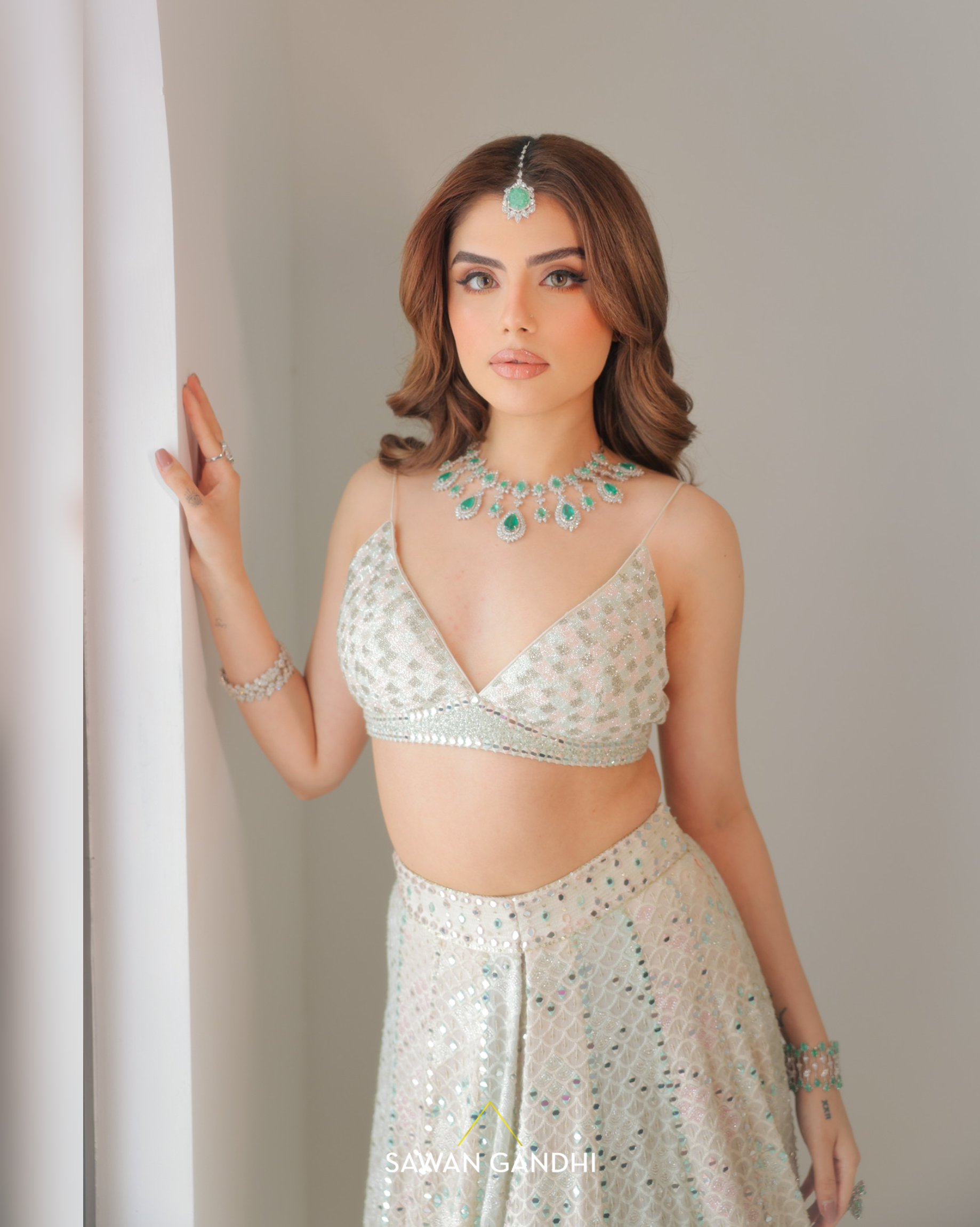 Muskan chanana in Multitone Chikankari Lehenga